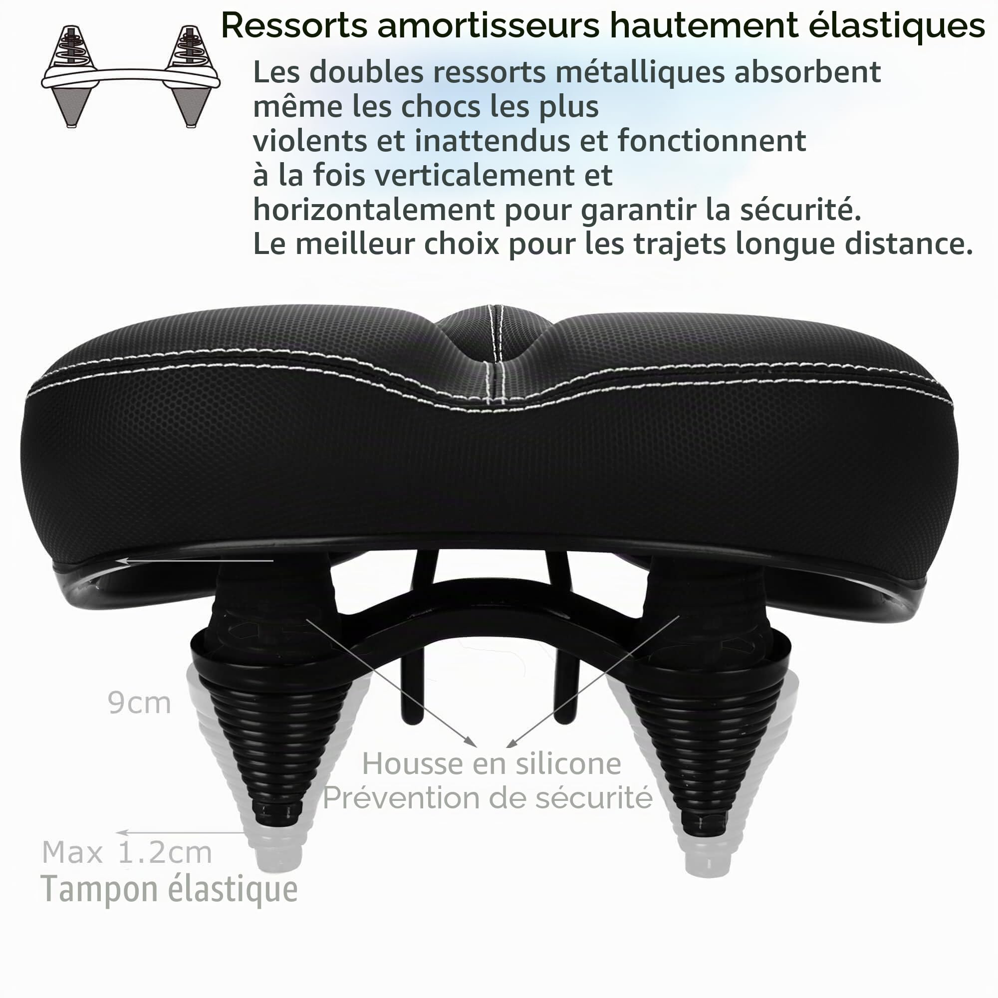 DAWAY C30 Selle de vélo surdimensionnée Confortable - Compatible avec Les vélos Peloton, d'exercice, de Montagne ou de Route, Remplacement de Selle de vélo Extra Large pour Homme Femme Confort