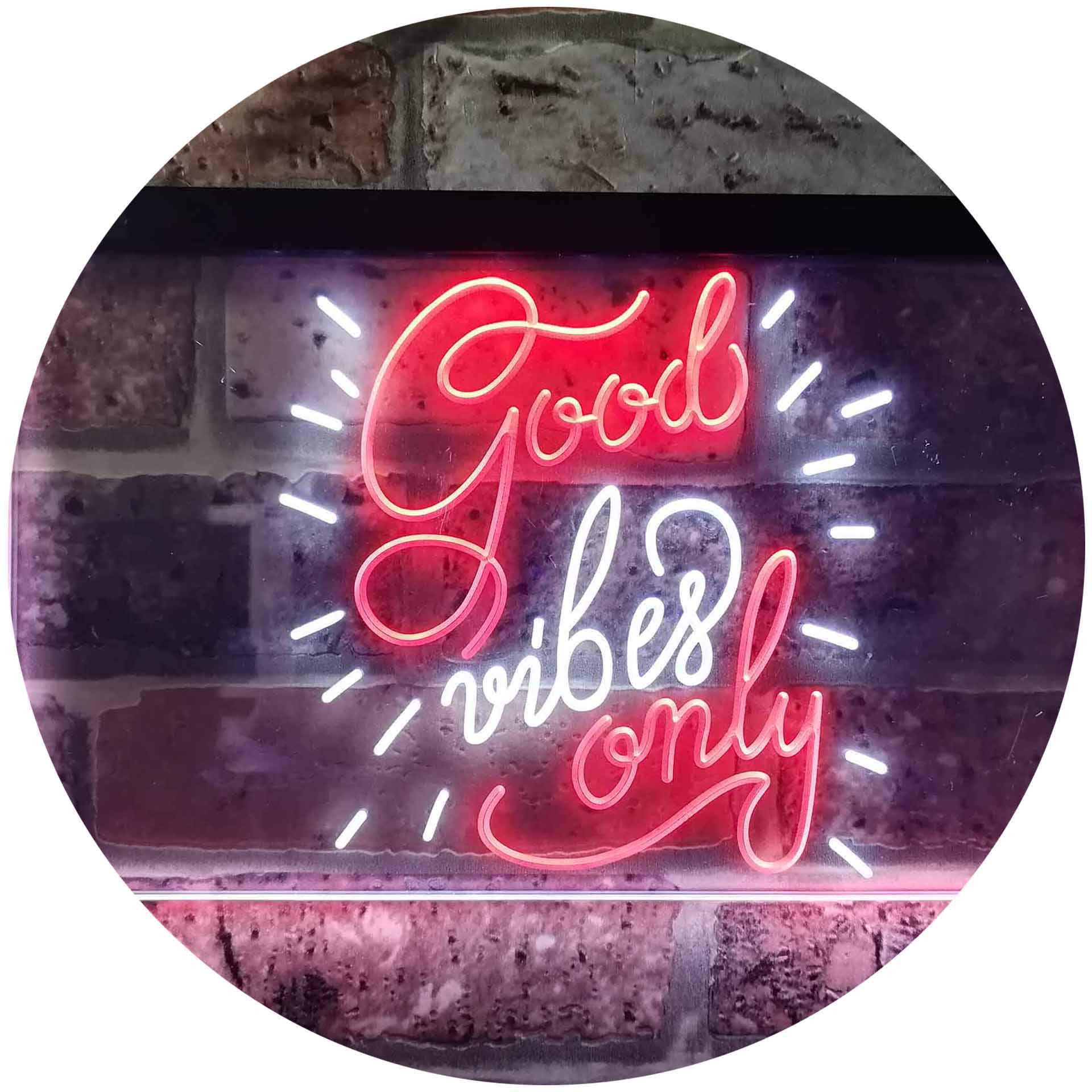 ADVPRO Good Vibes Only Man Cave Bar Room Décor Dual Color LED Neon Sign White & Red 24