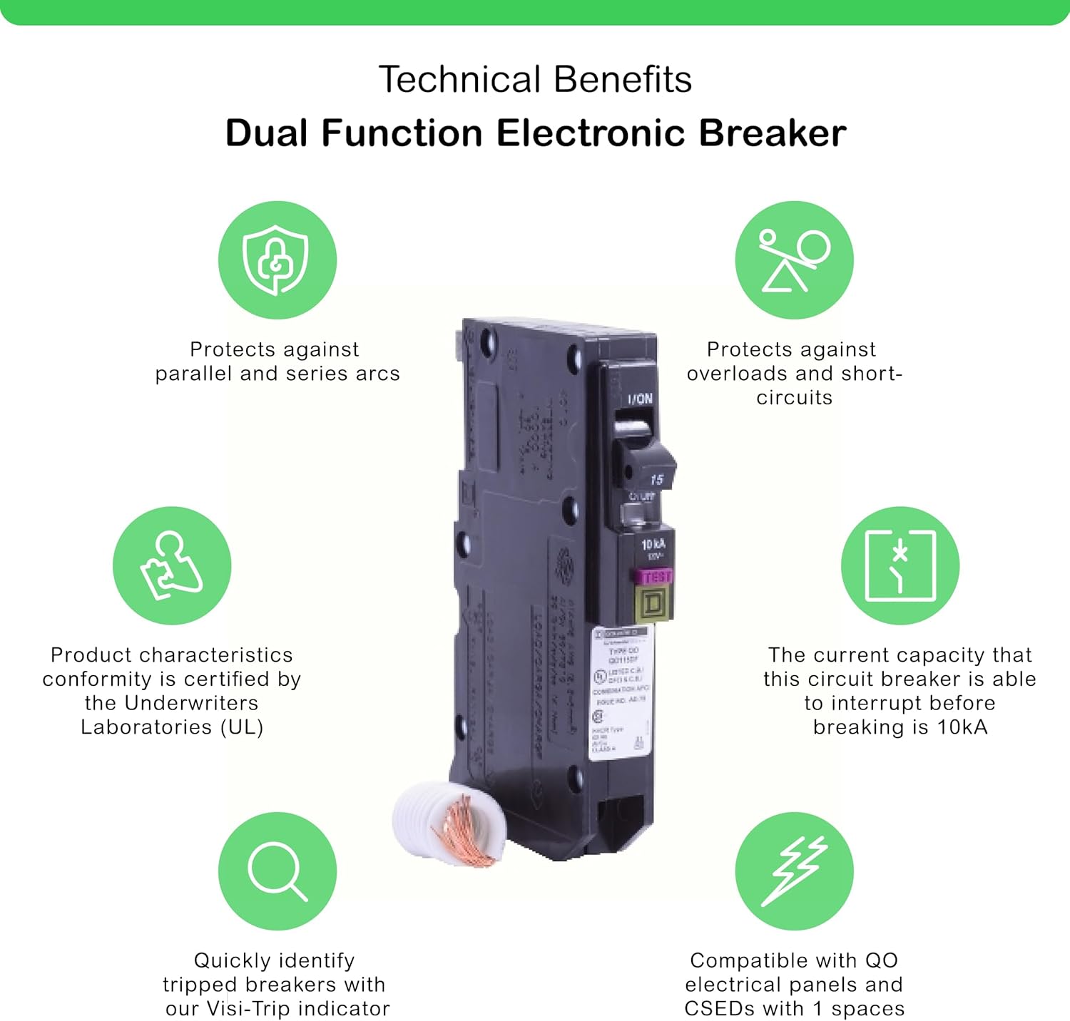 SCHNEIDER ELECTRIC Miniature Circuit Breaker 120V 15A QO115DF Sw Unfused Hd 600V 60A 3P N3R/Grd Lug