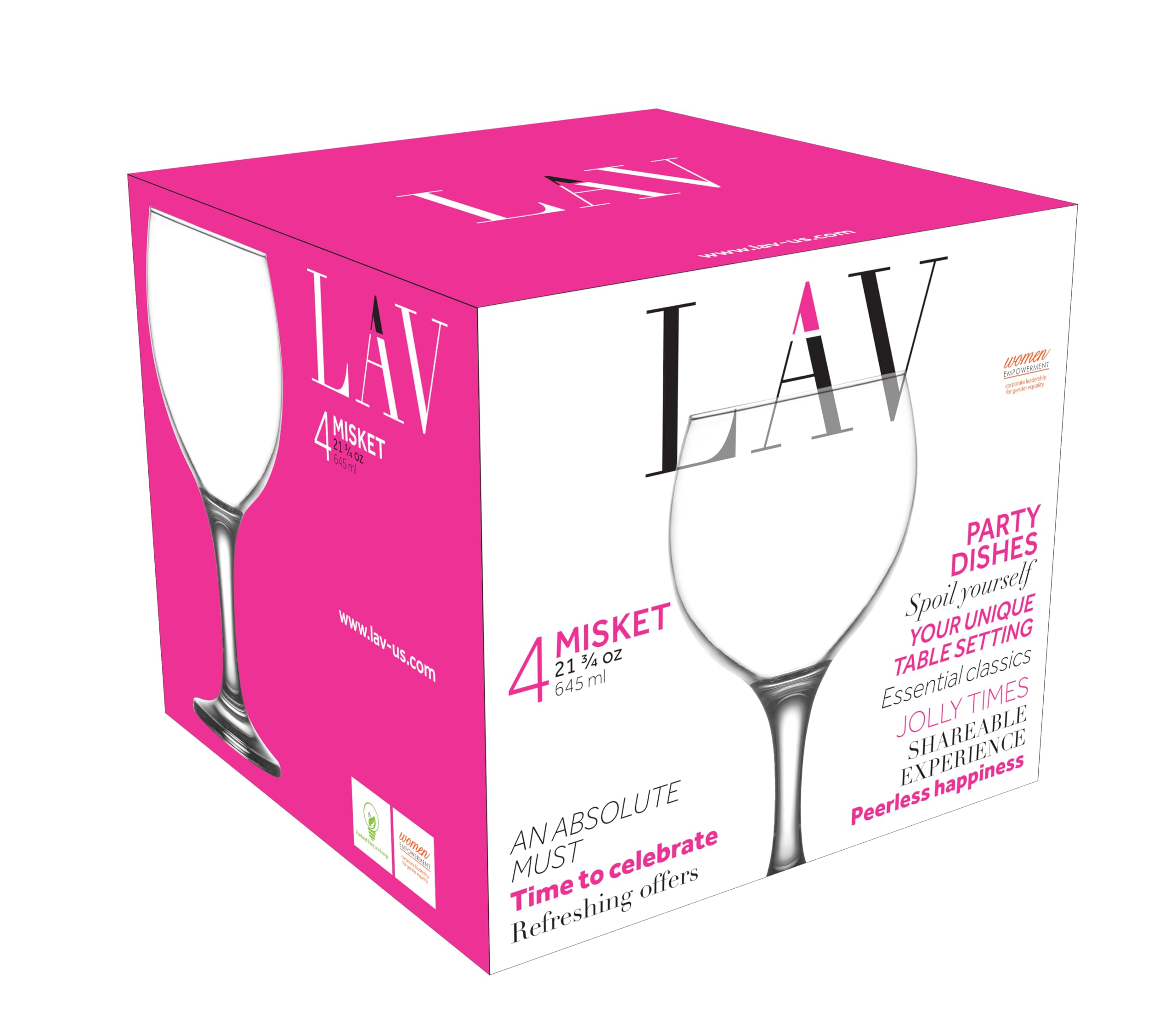 LAV Misket - Juego de 6 copas de vino grandes multiusos para agua, cócteles, spritz 21.75 oz