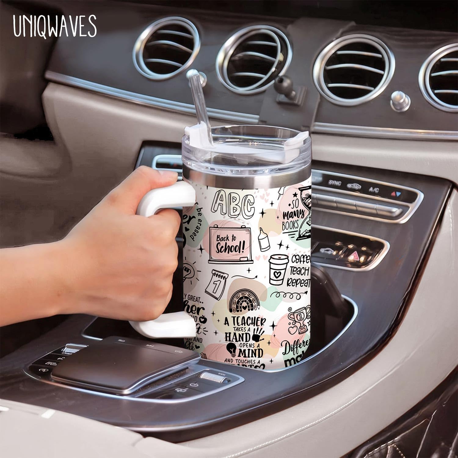 Teacher Gifts for Women,40oz Teacher Cup Tumbler with Handle Teachers Appreciation Gifts Ideas,Back to School Gift for Teachers Birthday Retirement Thank You Gift - Image 5