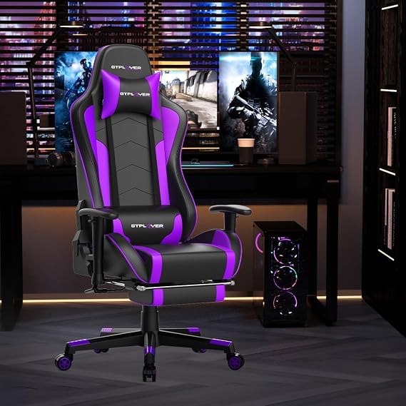GTPLAYER Gaming Chair with Footrest Speakers Video Game Chair Bluetooth Music Heavy Duty Ergonomic Computer Office Desk Chair
