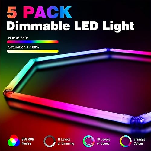Miniatura 3 de Paquete de 25 luces LED hexagonales RGB para garaje, luz hexagonal RGB con multicolor, luces de pared hexagonales RGB regulables y ajustables de