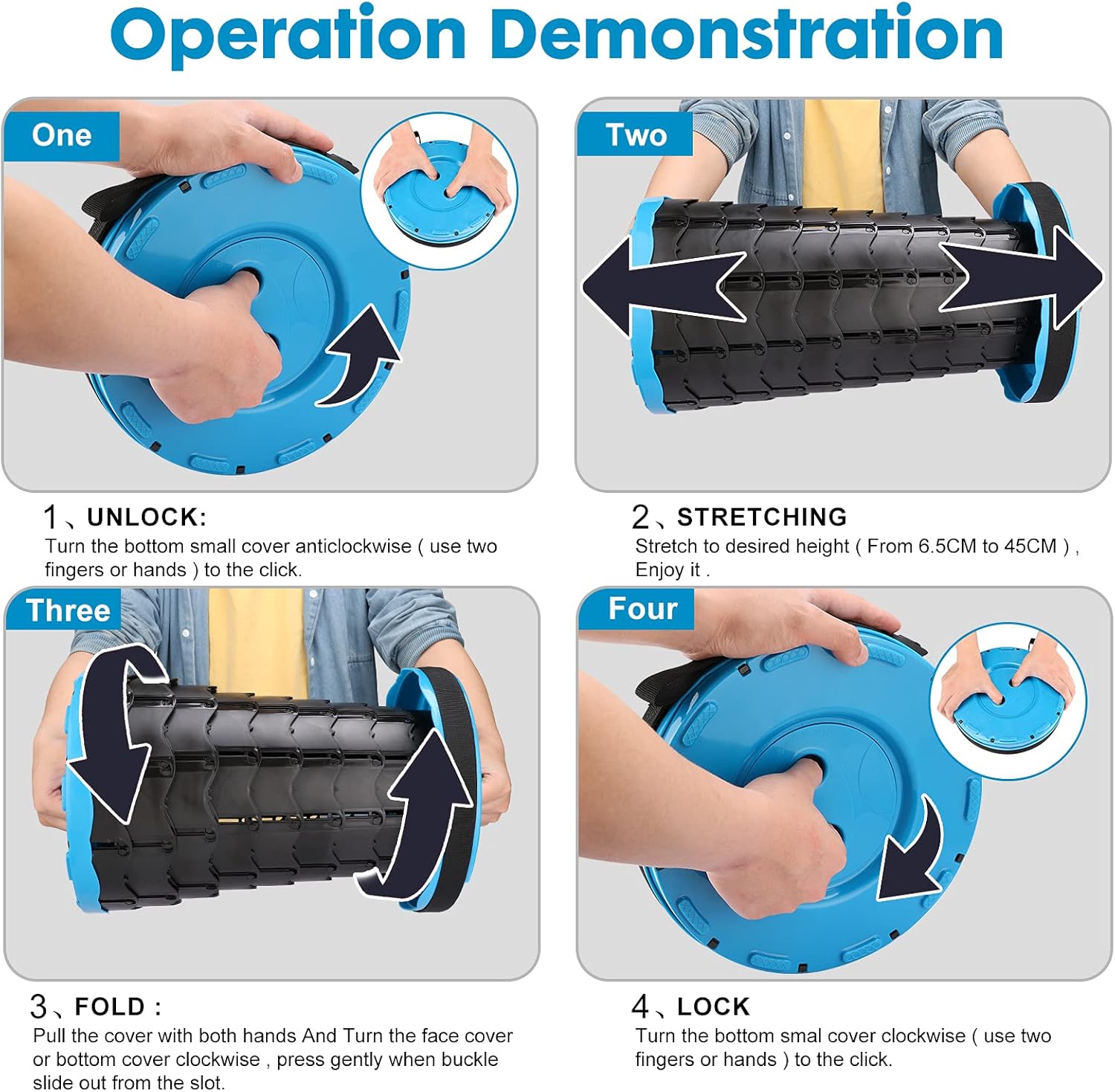 Portable Telescoping Stool,Foldable Stool Chair,Retractable Chair, Adjustable Plastic Stools with Max Load 330lbs,for Camping Fishing Hiking Travel Garden Golf BBQ (Blue)