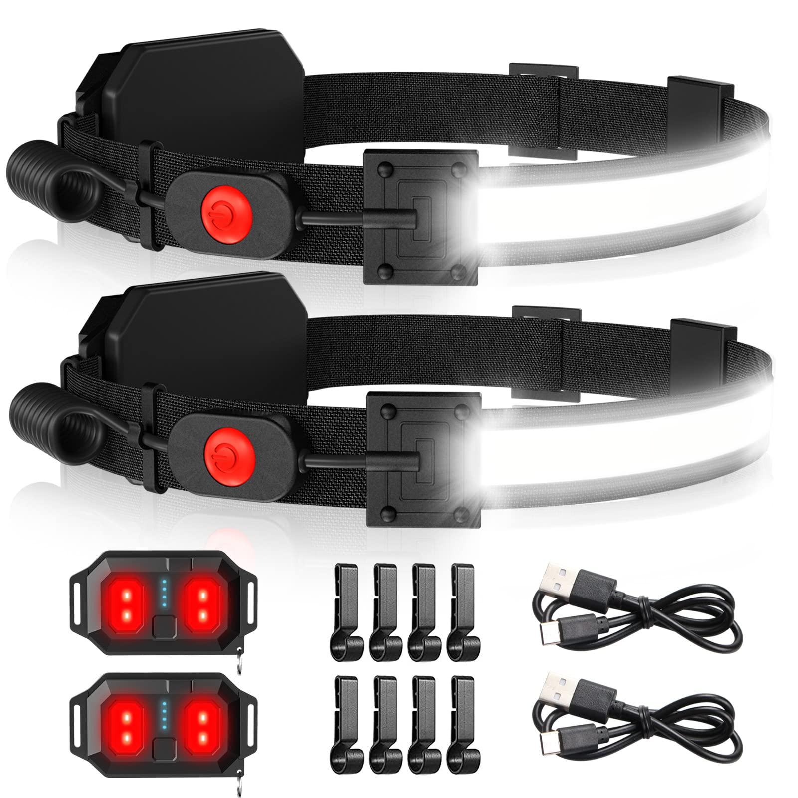 LED Headlamp Rechargeable, 1000Lumen 230° Wide Beam Headlight with Red Taillight, Super Bright Head Lamp Running Light for Runner, Waterproof Lightweight Headlamps for Camping,Hiking,Hardhat Headlamp