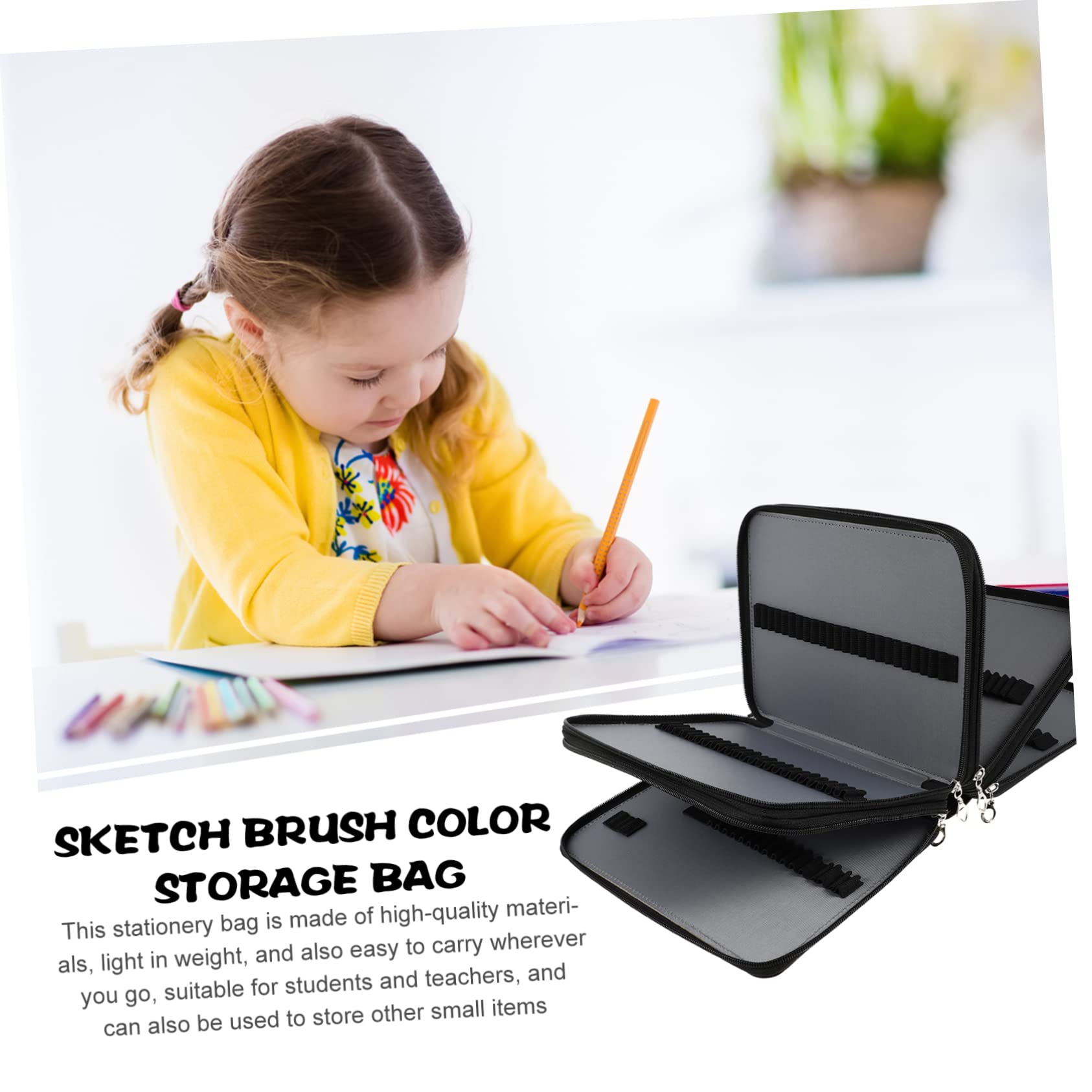 Borsa Nera con Capacità Astuccio per Colorazione Organizer per Studenti per Casa e Scuola