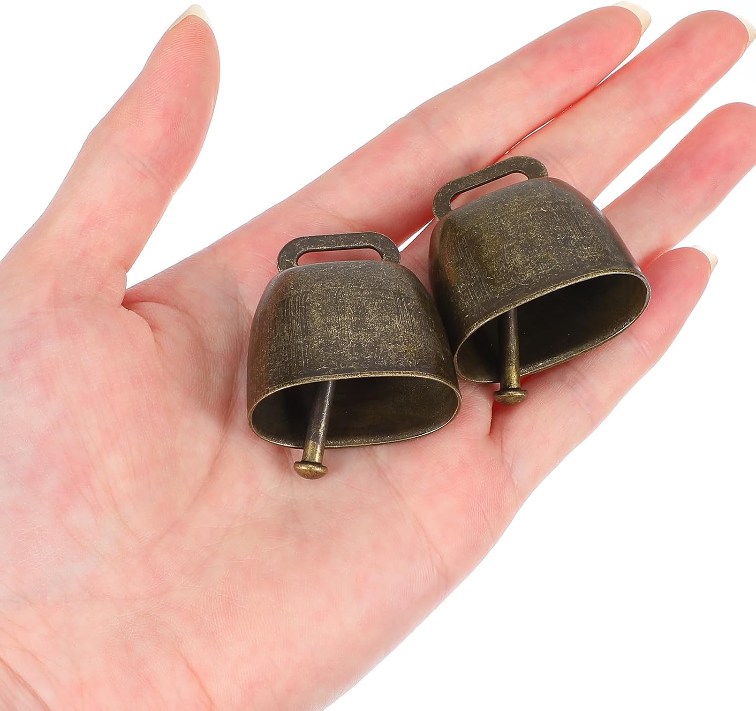 40 PCS Mini Cow Bells Bulk, Goat Bells for Collars, Antique Iron Metal Animal Copper Bell, Small Cowbell for Farm Pets Christmas Decor (Bronze)