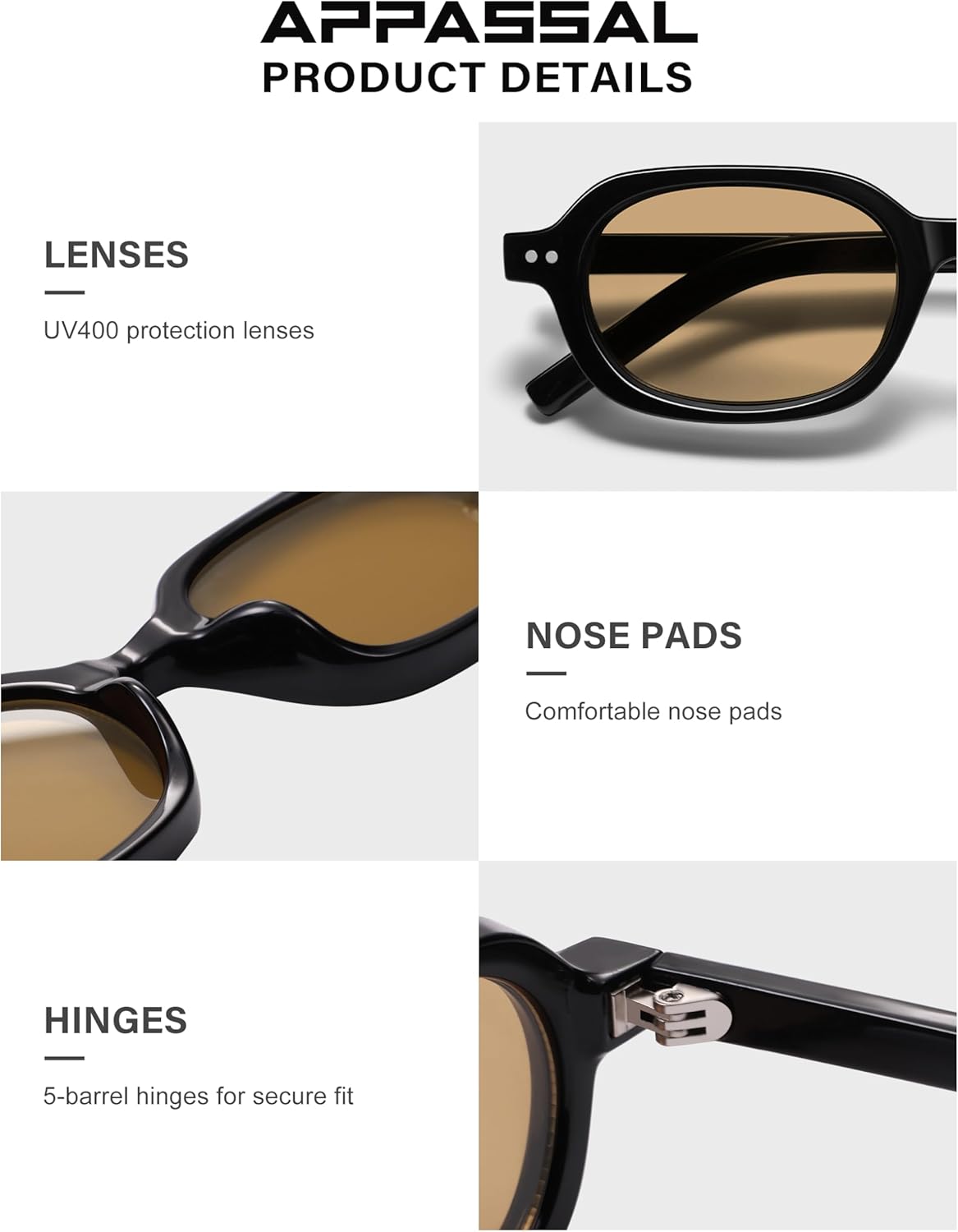 Retro Small Rectangle Sunglasses for Women Mens Trendy Rounded Square Sunnies AP3749 - Image 4