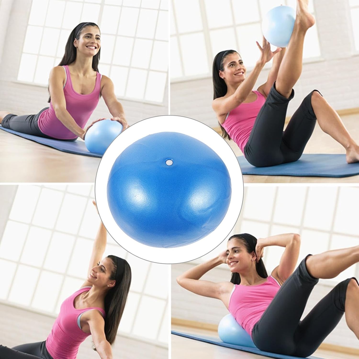 CALLARON Pilates Ball 25cm Mini Gym Exercise Ball Blue Reusable Core Workout Yoga Accessory for Home Fitness and Physical Therapy image 3