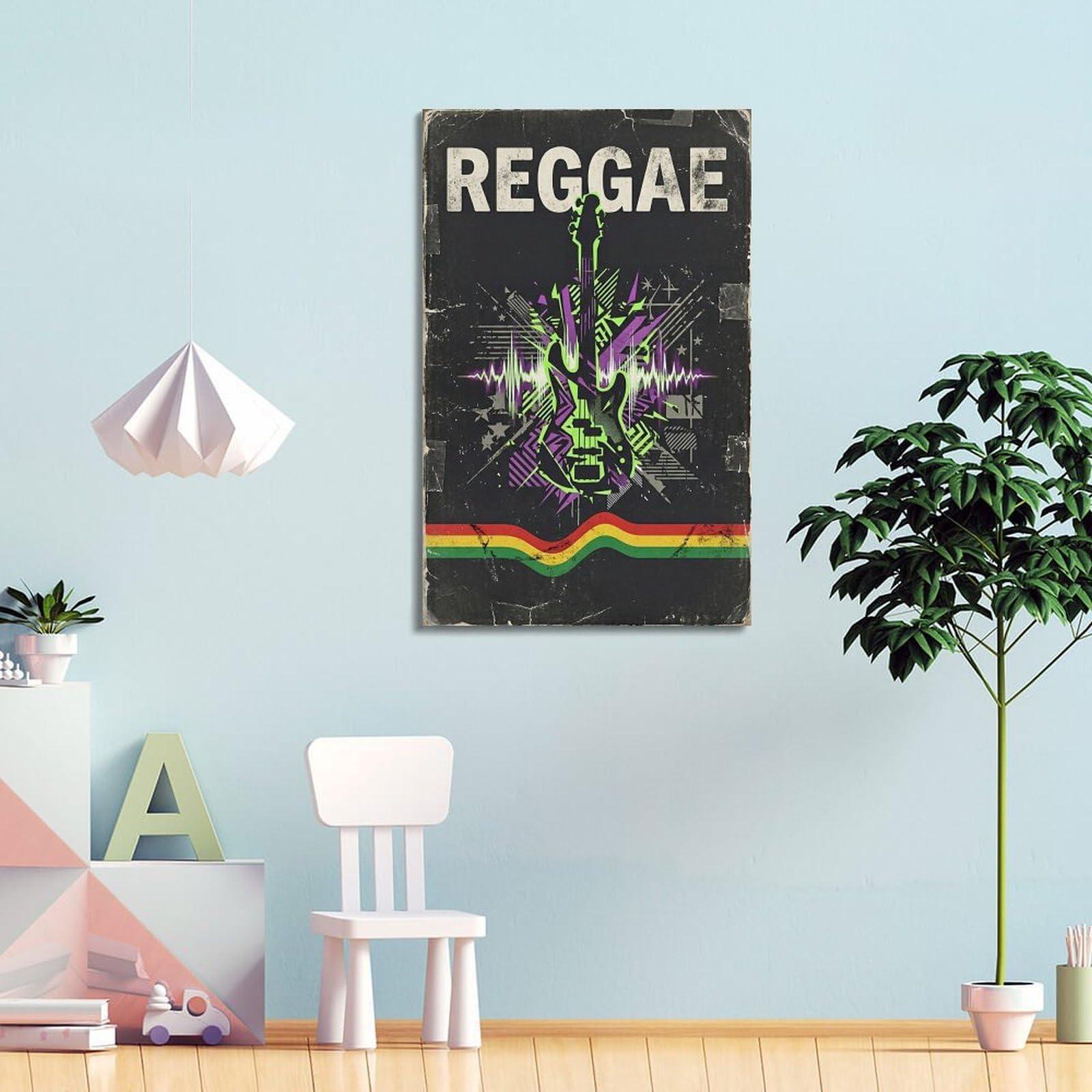 OKNGB Poster digitale con musica reggae, motivo a forma d'onda e basso, stampa artistica su tela, poster decorativo moderno, per camera da letto, per camera da letto, 60 x 90 cm