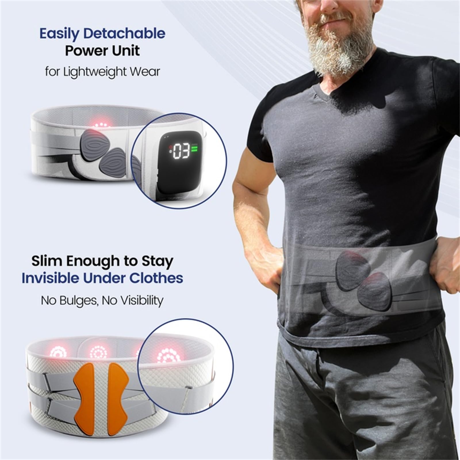 Therapy Support Belt Cintura riscaldante elettrica lombare 115x23 cm con 5 livelli di calore e 3 modalità massaggio fascia riscaldante per schiena spalle addome unisex