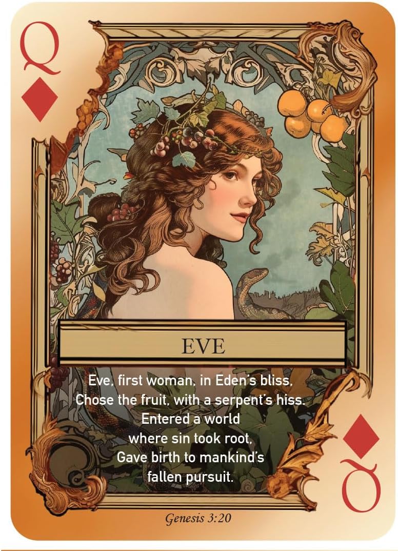 Two-Pack Bible Character Playing Cards - Features One Deck of 54 Iconic Old Testament Characters and One Deck of 54 Iconic New Testament Characters with Beautiful Artwork and Poetry.
