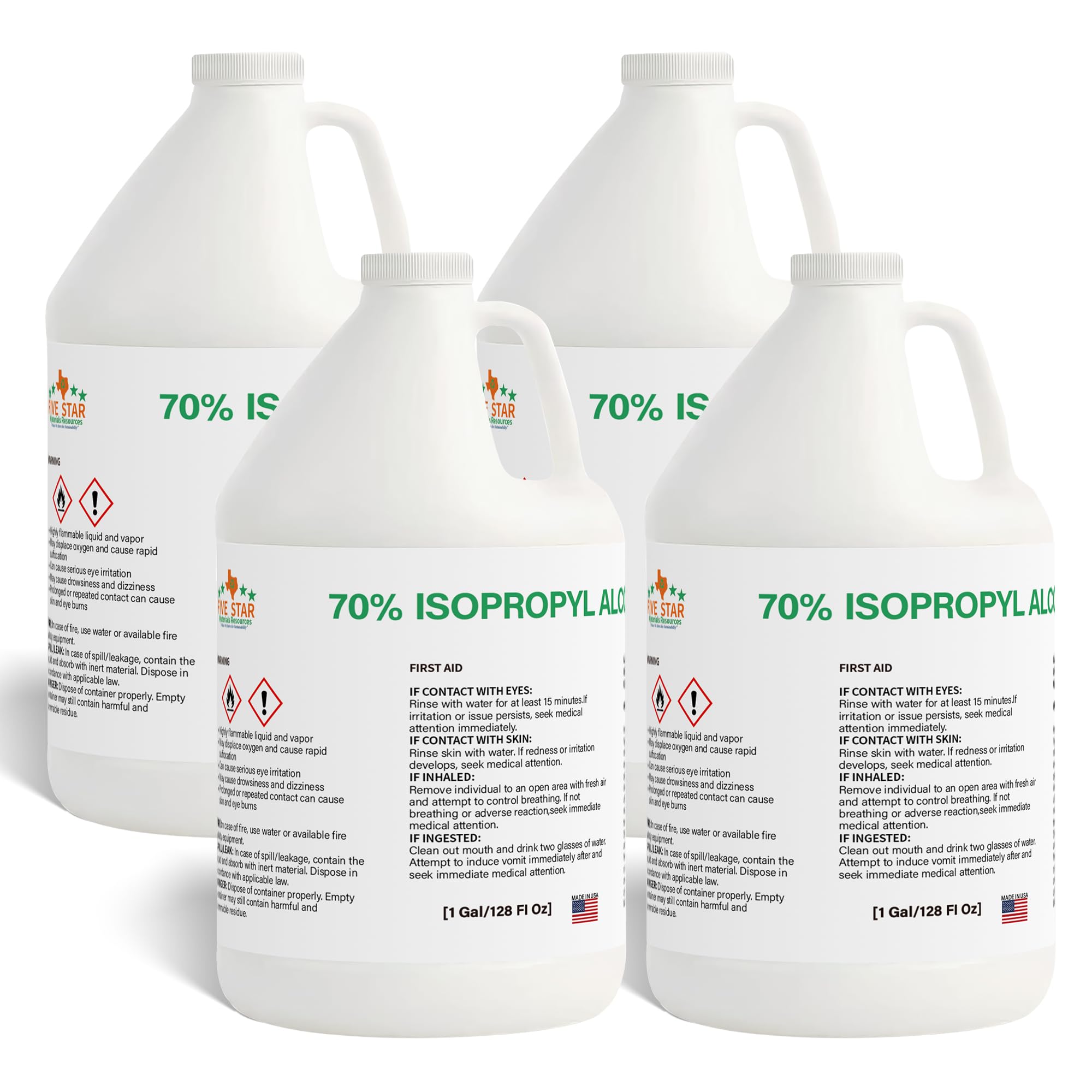 Isopropyl Alcohol 70% | 70 Percent Rubbing Alcohol |High Purity Multipurpose Cleaner and Solvent - Home, Labs, Commercial Use | 4 Gallon | USP Grade