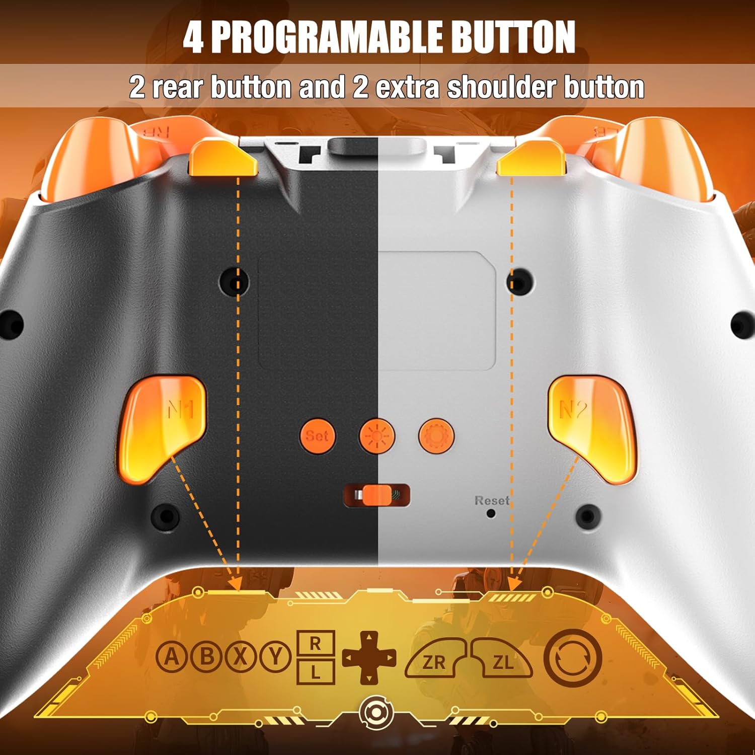 2-Pack PC Controller，Wireless Controller With 2 Rear Buttons (N1, N2), 2 Shoulder Buttons (M1, M2), RGB Lighting, Hall Effect Triggers, 1000 Hz Polling Rate , Compatible with Windows PC, SWITCH, iOS and Android