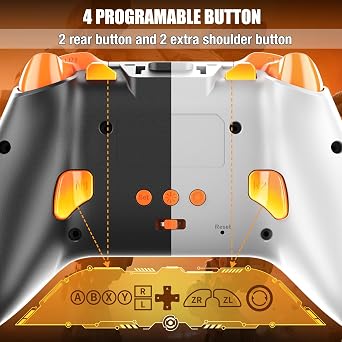 2-Pack PC Controller,Wireless Controller With 2 Rear Buttons (N1, N2), 2 Shoulder Buttons (M1, M2), RGB Lighting, Hall Effect Triggers, 1000 Hz Polling Rate , Compatible with Windows PC, SWITCH, iOS and Android
