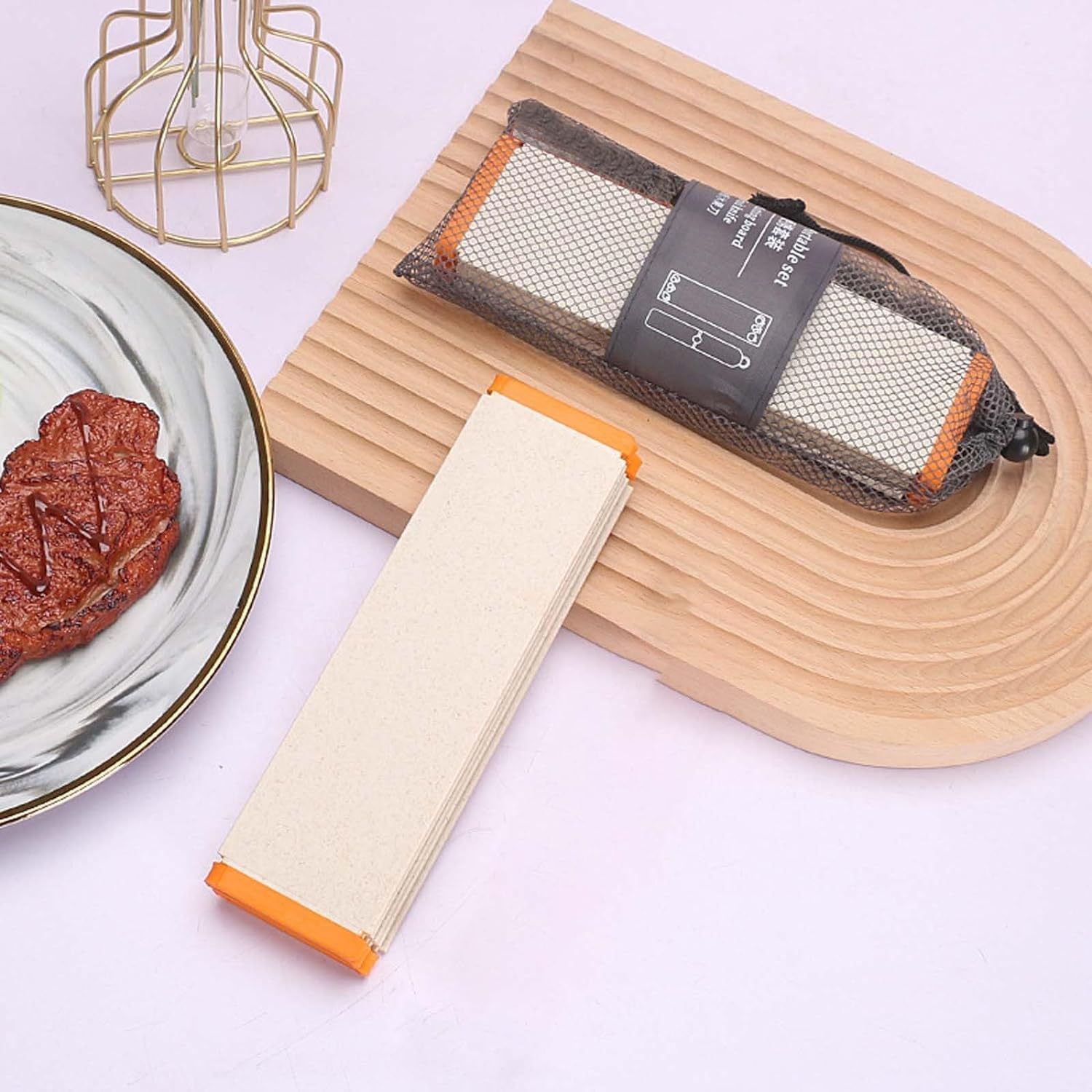 Folding Portable Cutting Board for Kitchen and Camping, Wheat Straw Chopping Board Dishwasher Safe, Non Slip Cutting Mat for Fruit, Meat and Vegetables - Image 4