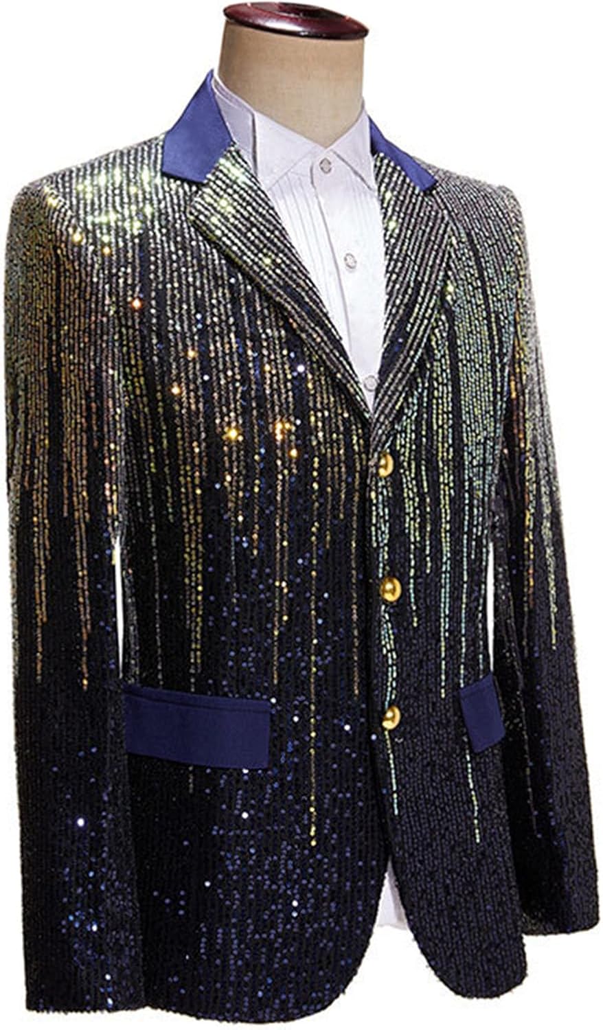 Shiny Suit Blazer for Men Notch Lapel Slim Stylish Blazer Stage Show Suit Jackets Button Party Costumes Trendy Coat