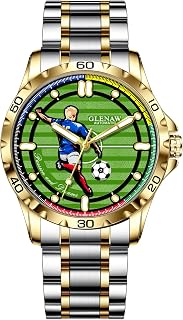 Automatic Watchs - Self-Winding Mechanical Watch for Men with Soccer Green Dial,Luxury Sports 3ATM Waterproof Luminous Wrist Watches
