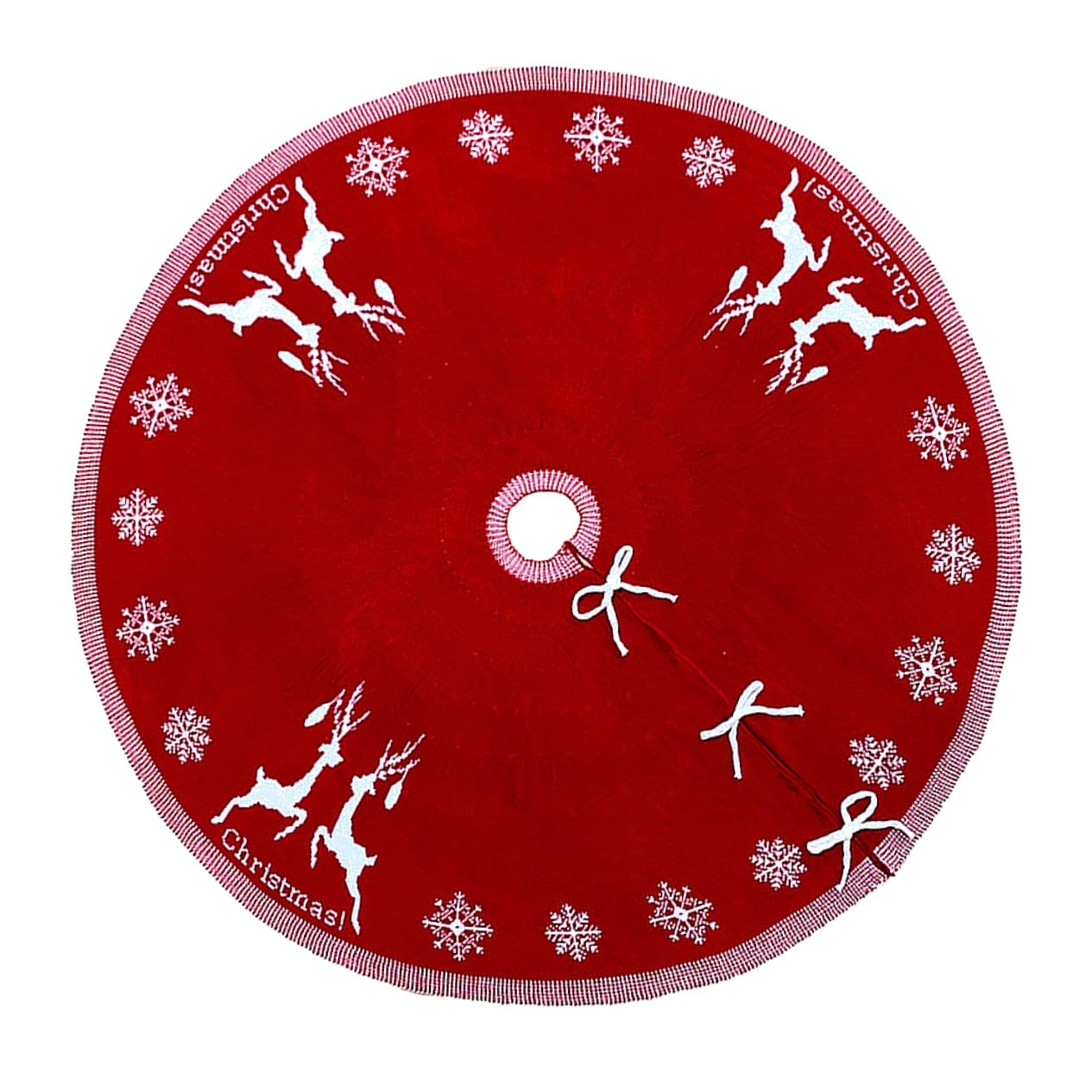 ABOOFAN Jupe de Sapin de Noël en Acrylique Rouge Tapis Décoratif pour Sol Maison Festive