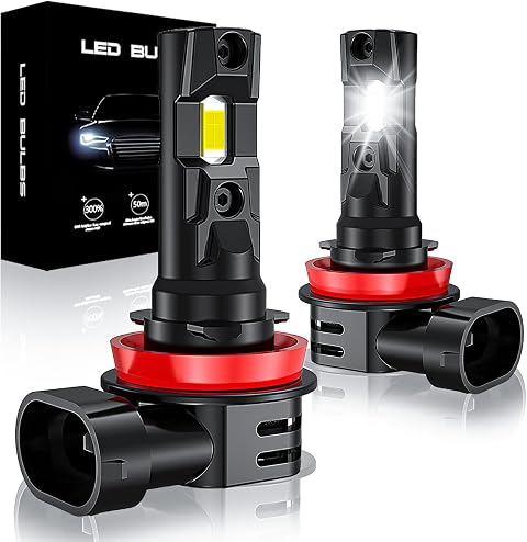 SPOLI H11 LED Headlight Bulb 2 Pack, 100W 30000LM 6500K H9 H8 H11 Led Fog Light Bulb, 300% Brightness Light H11 LED Fog/Low Beam Lights, 1:1 Halogen Design, Canbus Ready Plug and Play