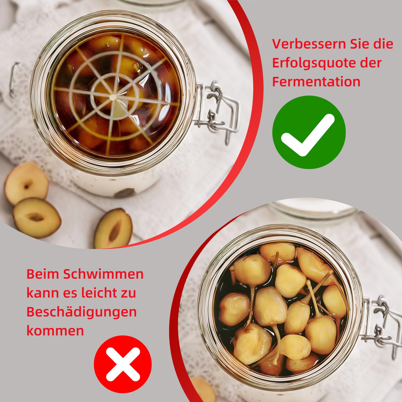 Juego de fermentación de 5 Piezas de jarras para encurtir pepinos, Pesos de fermentación para tarros de conservas, diseño de Malla, Kimchi chucrut Verduras, para encurtir y fermentar Alimentos