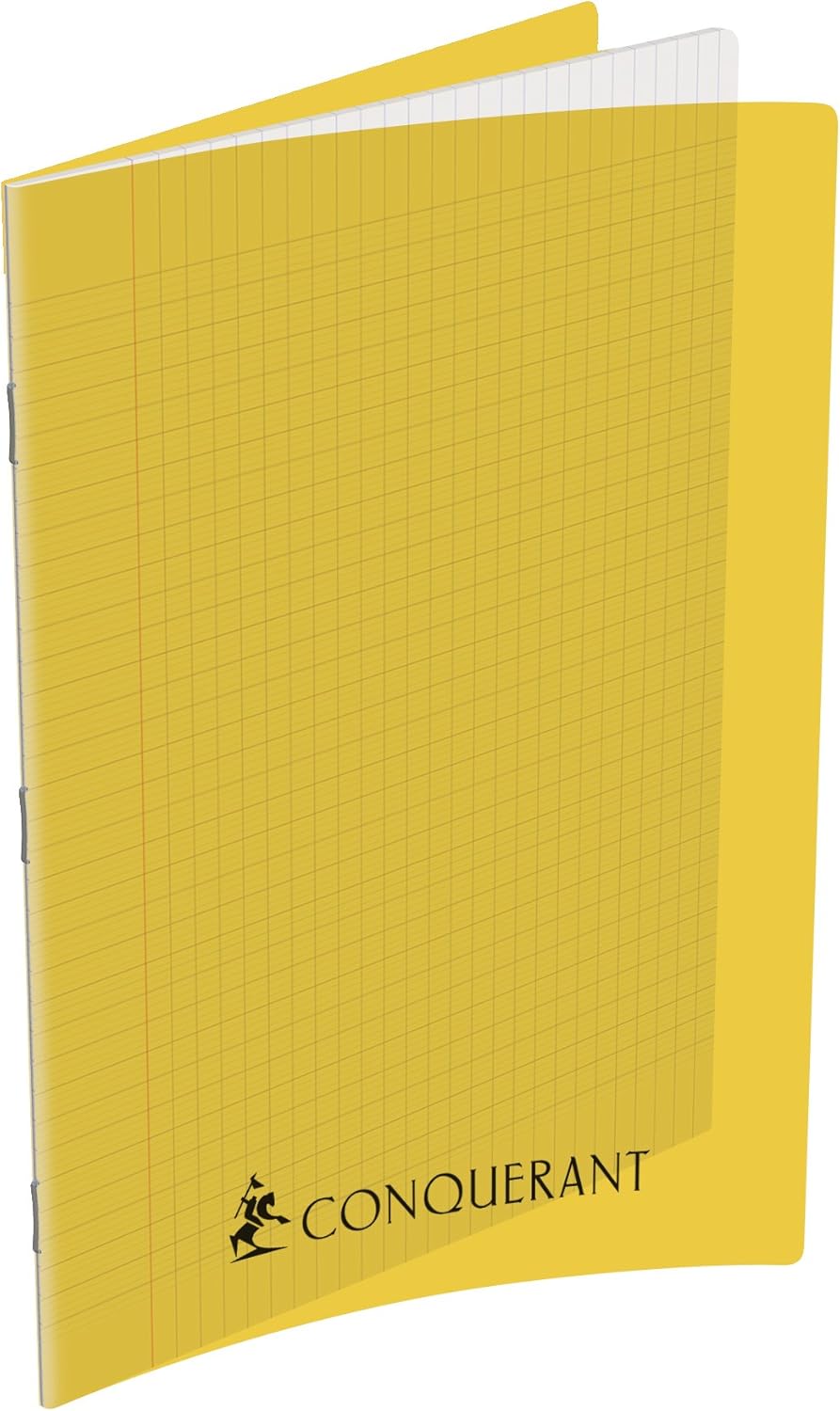 Conqueror 400089820 Stapled Notebook A4 Polypropylene Cover 192 Pages Large Squares Seyès Yellow