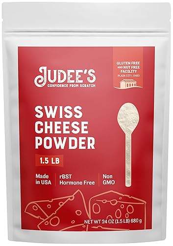 Judees Swiss Cheese Powder 15 libras 24 onzas 100 sin OMG apto para dieta cetogénica sin hormonas sin gluten y sin nueces hecho de queso suizo real