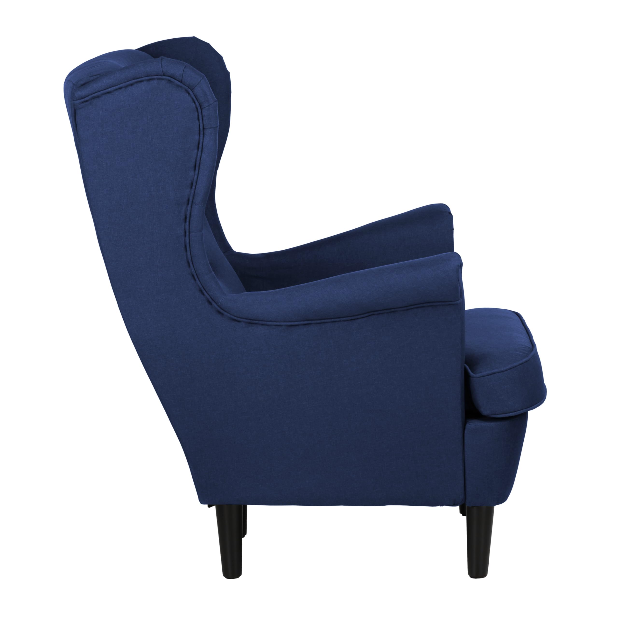 Totò Piccinni Set Poltrona e Pouf LILIBET classica comoda con braccioli e schienale alto per un massimo Relax (Set Poltrona con Pouf, Blu)