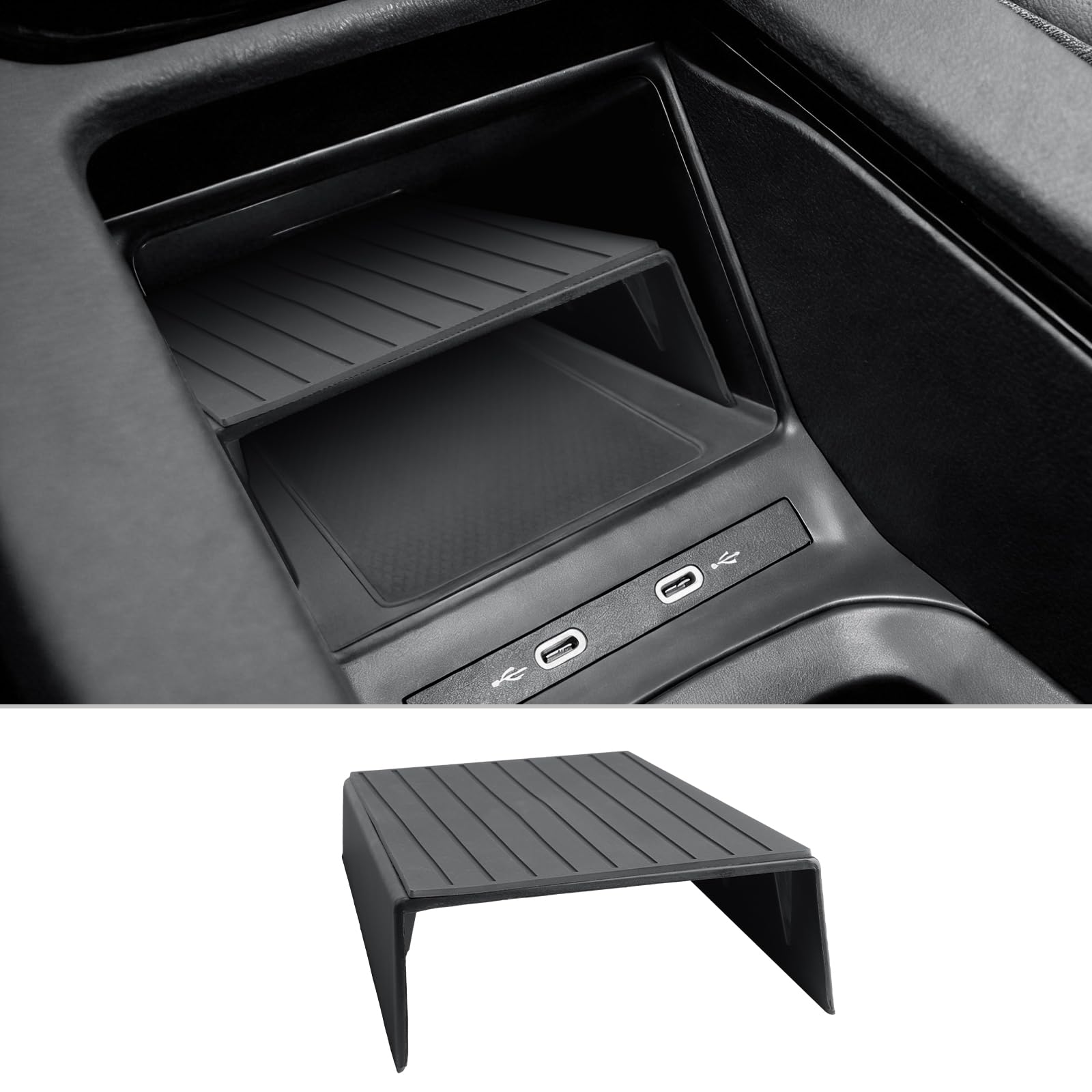 CDEFG Kompatibel mit VW ID.4 ID.5 Ablagefach für kabelloses Ladegerät Mittelkonsole Ablage Auto Center Console Wireless charger Organizer ID4 ID5 Zubehör