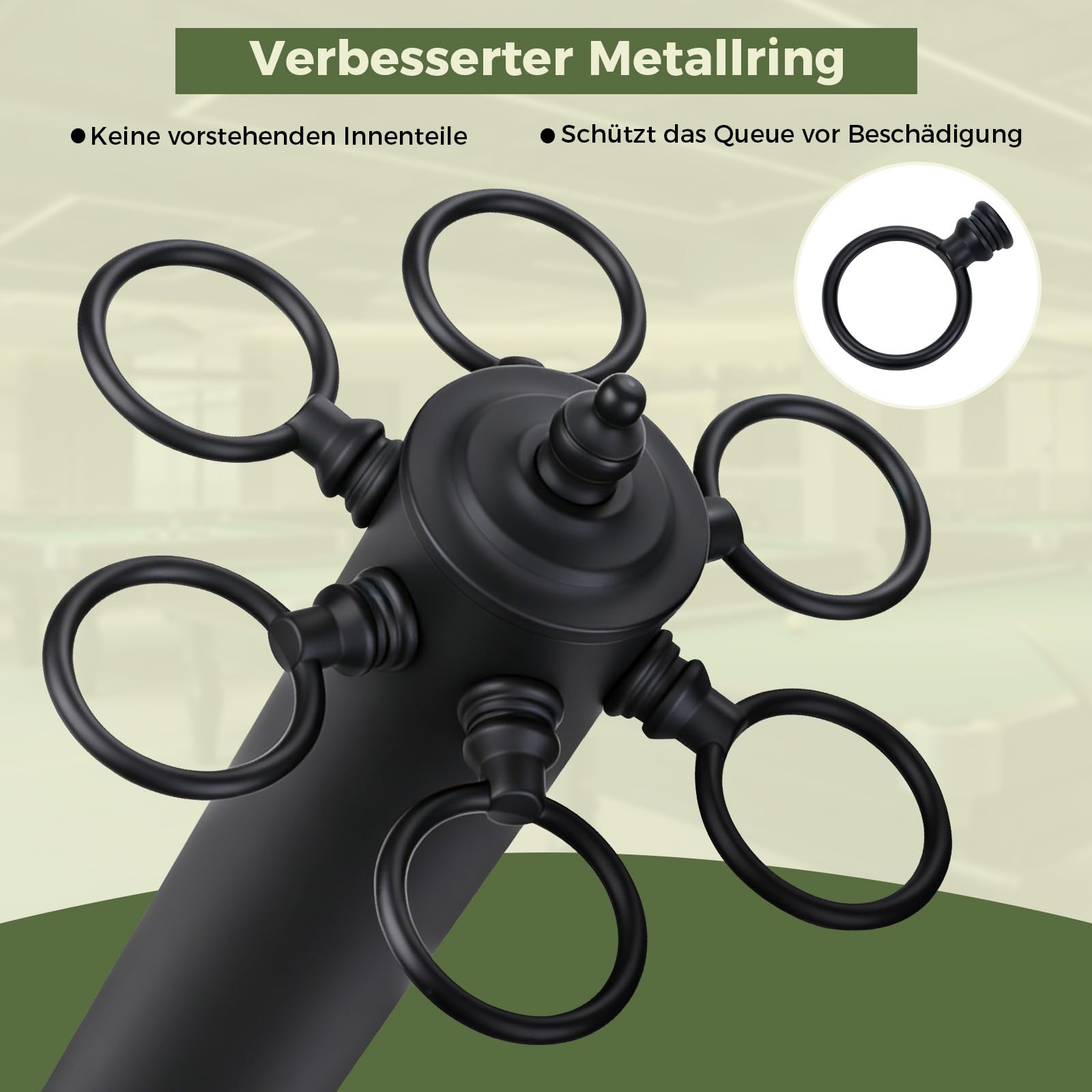 Billard Queue Halter, Billardqueue Halterung Pool Queueständer, 6-loch | Freistehender Metall Poolqueuehalter zur Aufbewahrung von Billardqueues, für Billardzimmer, Bars & Club