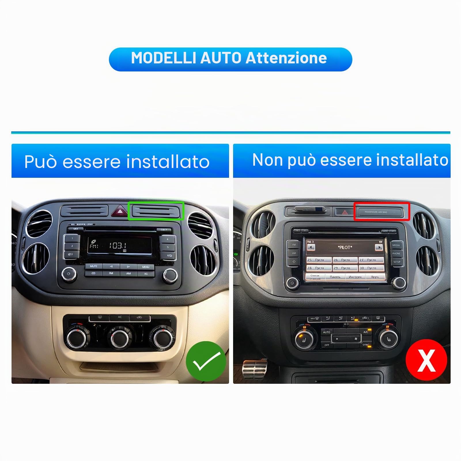 4G+64G Rimoody Android Autoradio per VW Tiguan 2010-2015 9" Schermo IN-CELL Stereo Auto con Wireless Carplay Android Auto Navi GPS Mirror Link Bluetooth WiFi/FM/RDS/EQ/SWC/USB Telecamera Posteriore