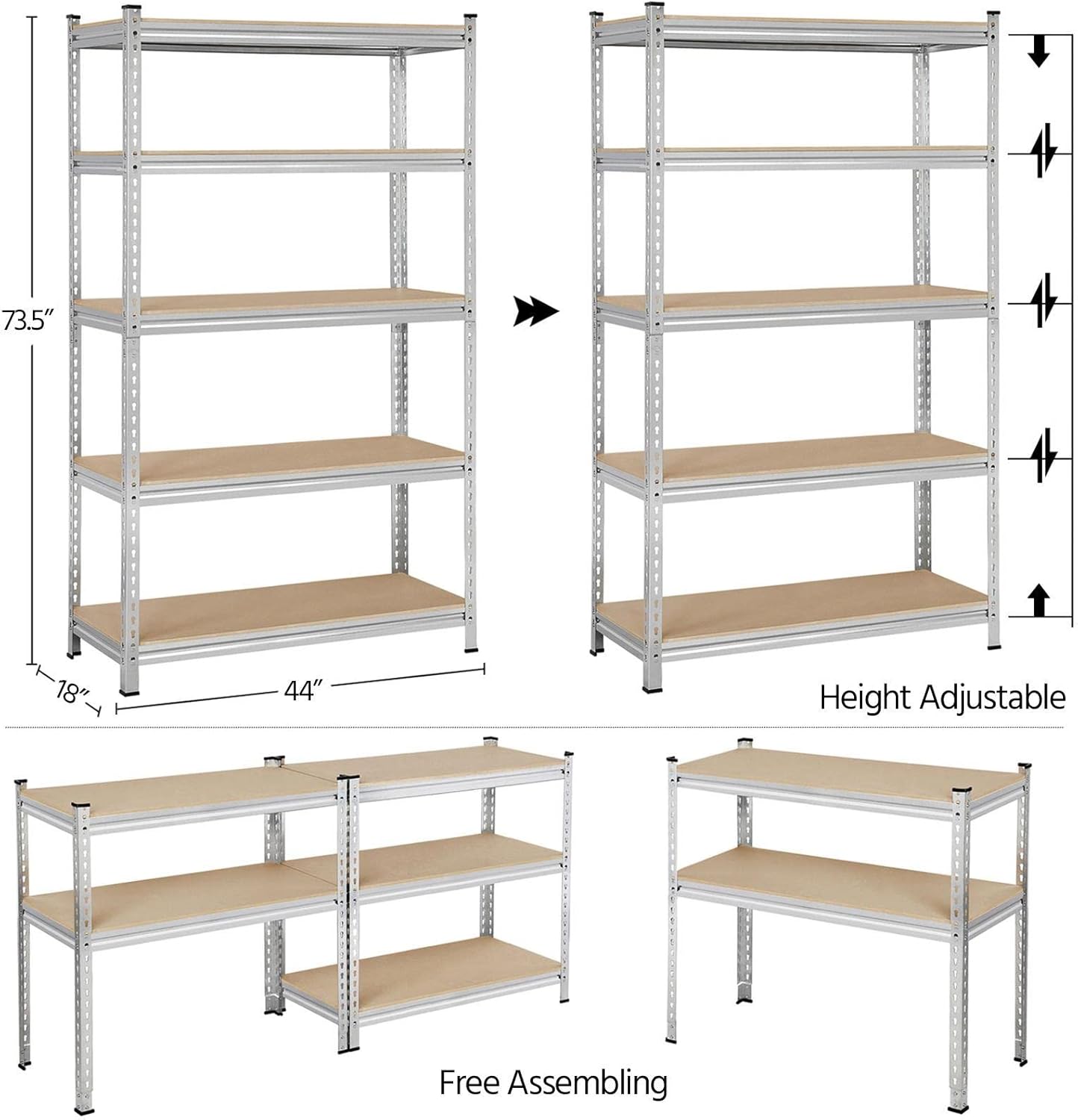 Buy Yaheetech Garage Storage Shelves Heavy Duty 5 Tiers Boltless Garage