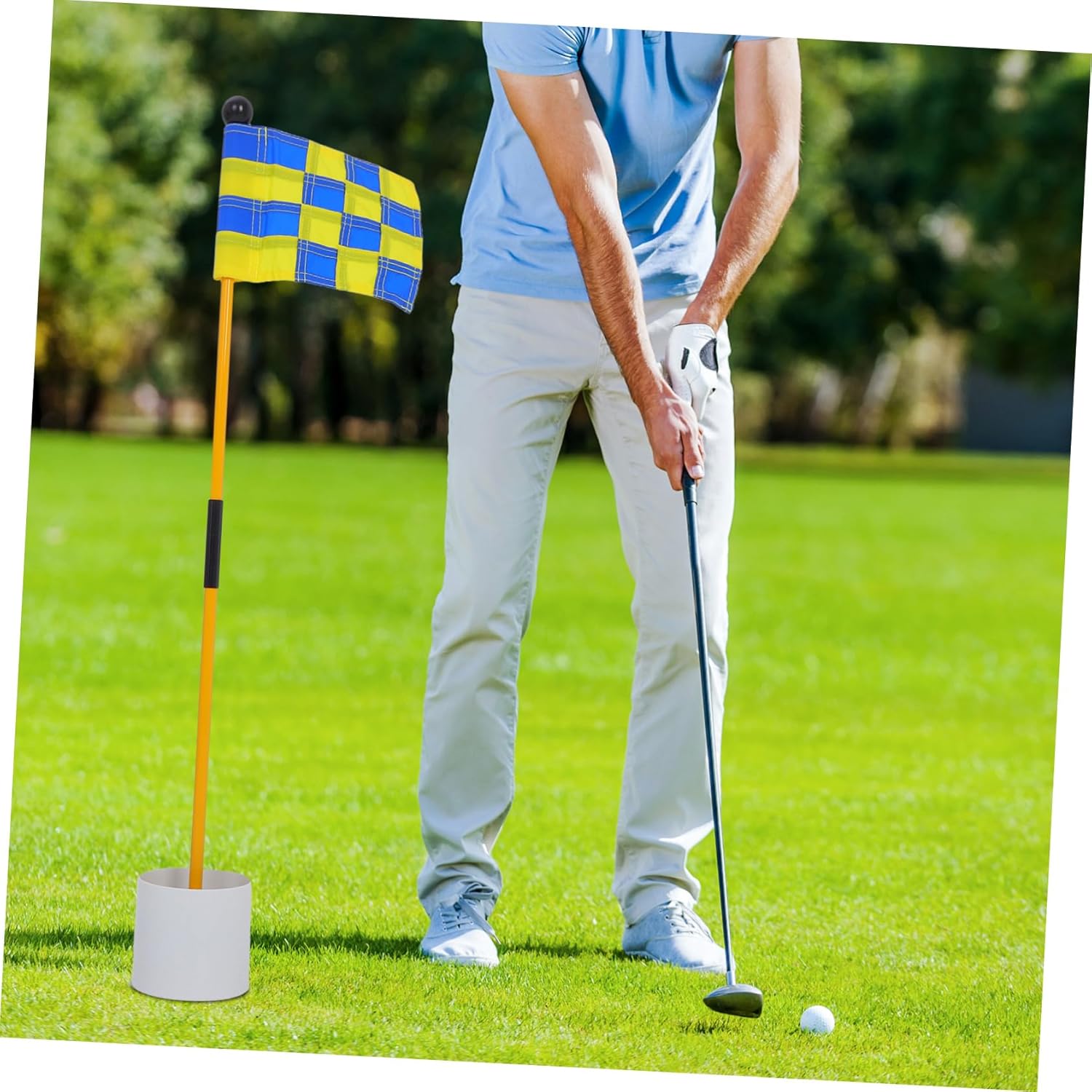 Yardwe Golf Hole Flags Lightweight Assembly Golfing Practice Kit with Durable Poles for Backyard Use for Skill