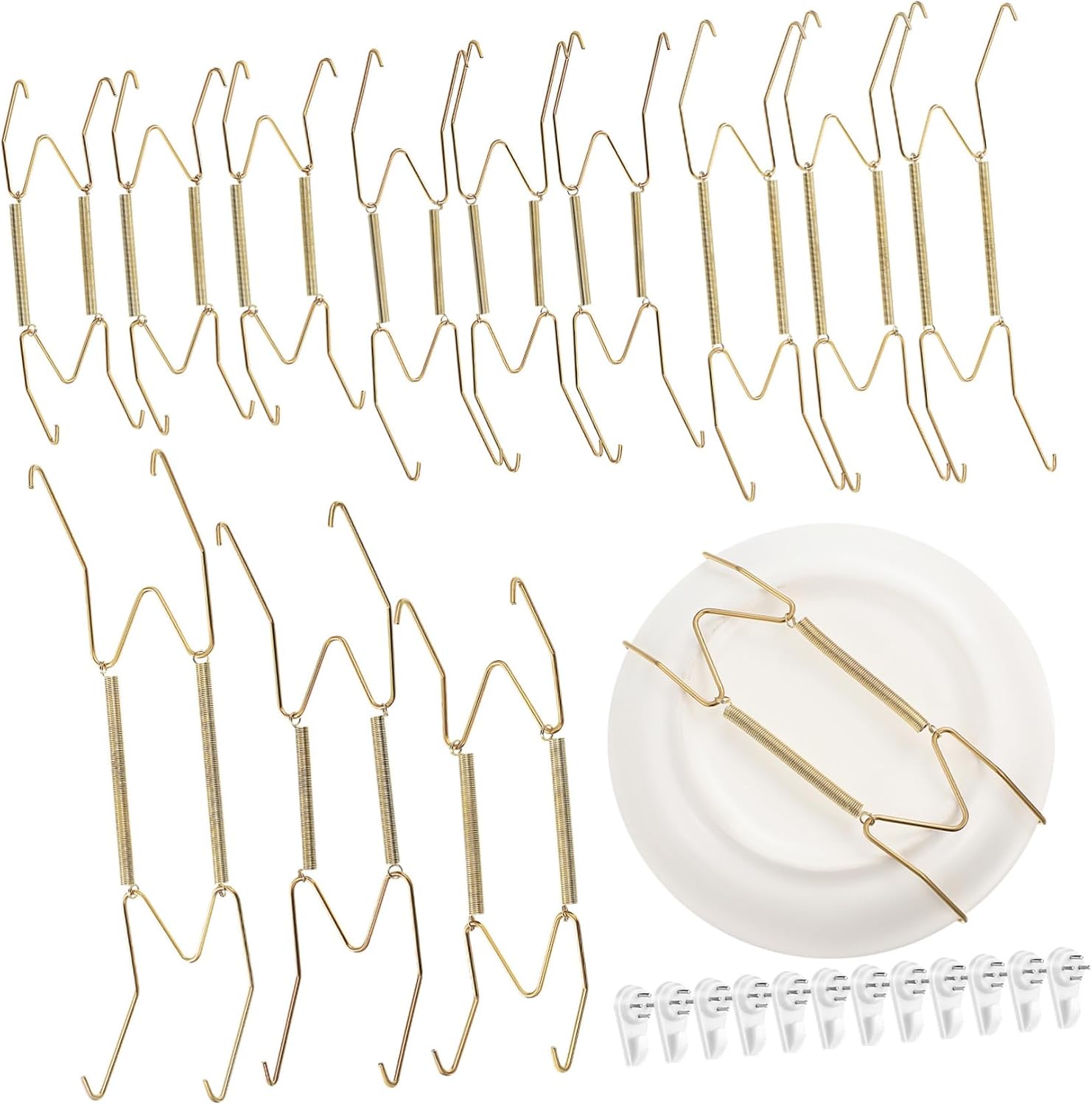 12pcs Invisible Spring Plate Hangers Wall Display Holders for Decorative Plates Easy Installation with Wall Hooks Secure and Discreet Design for Home