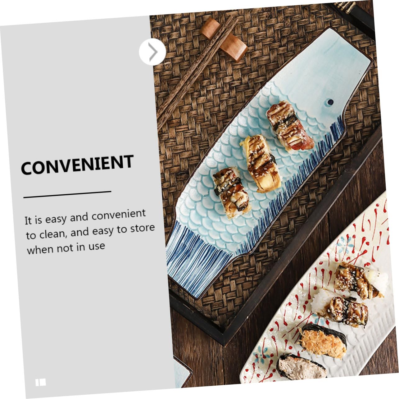 Platte Sushi Leicht Design Japanischem Elegantem mit Reinigen zu Kreative Fischförmige Keramik Dekorative Sashimi Schale für Familien und Aperitifs