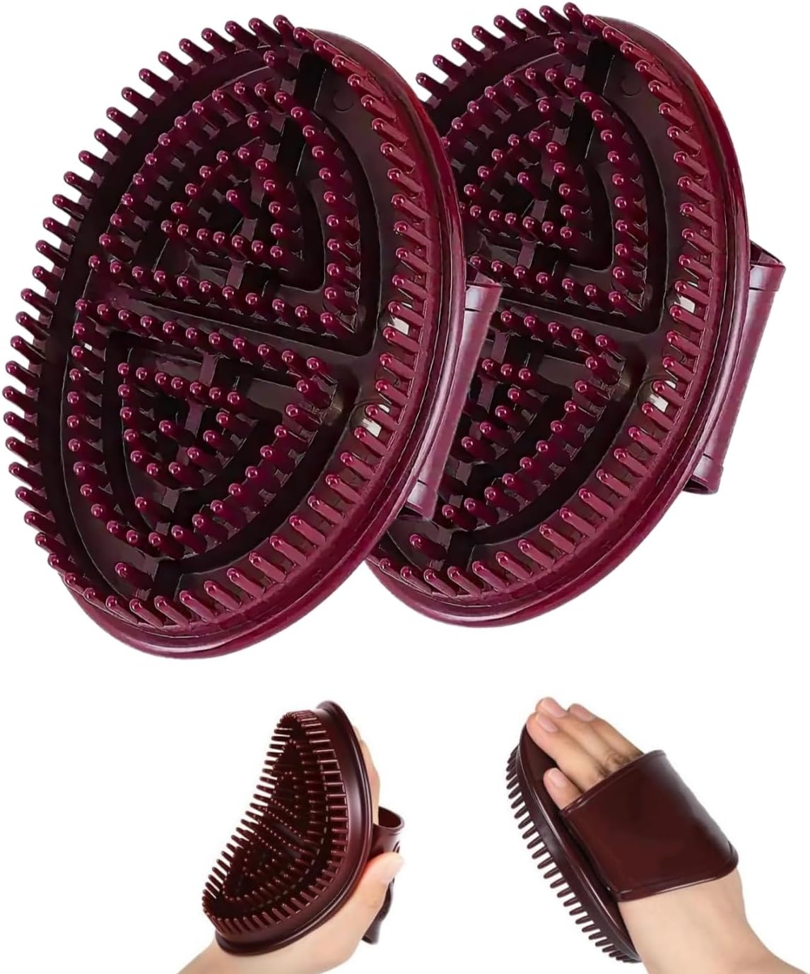 Meridian Pressure Brush Body Relaxation Massage Comb Essential Oil Brush Body Scrubber Bath Body Brushes SPA Massager Device, for Meridian Scalp Full Body Relaxation Massage (2 Pcs) (Brown)