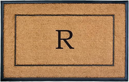 Calloway Mills 101633048R - Felpudo rectangular (30 x 48 pulgadas), color natural y negro, letra R