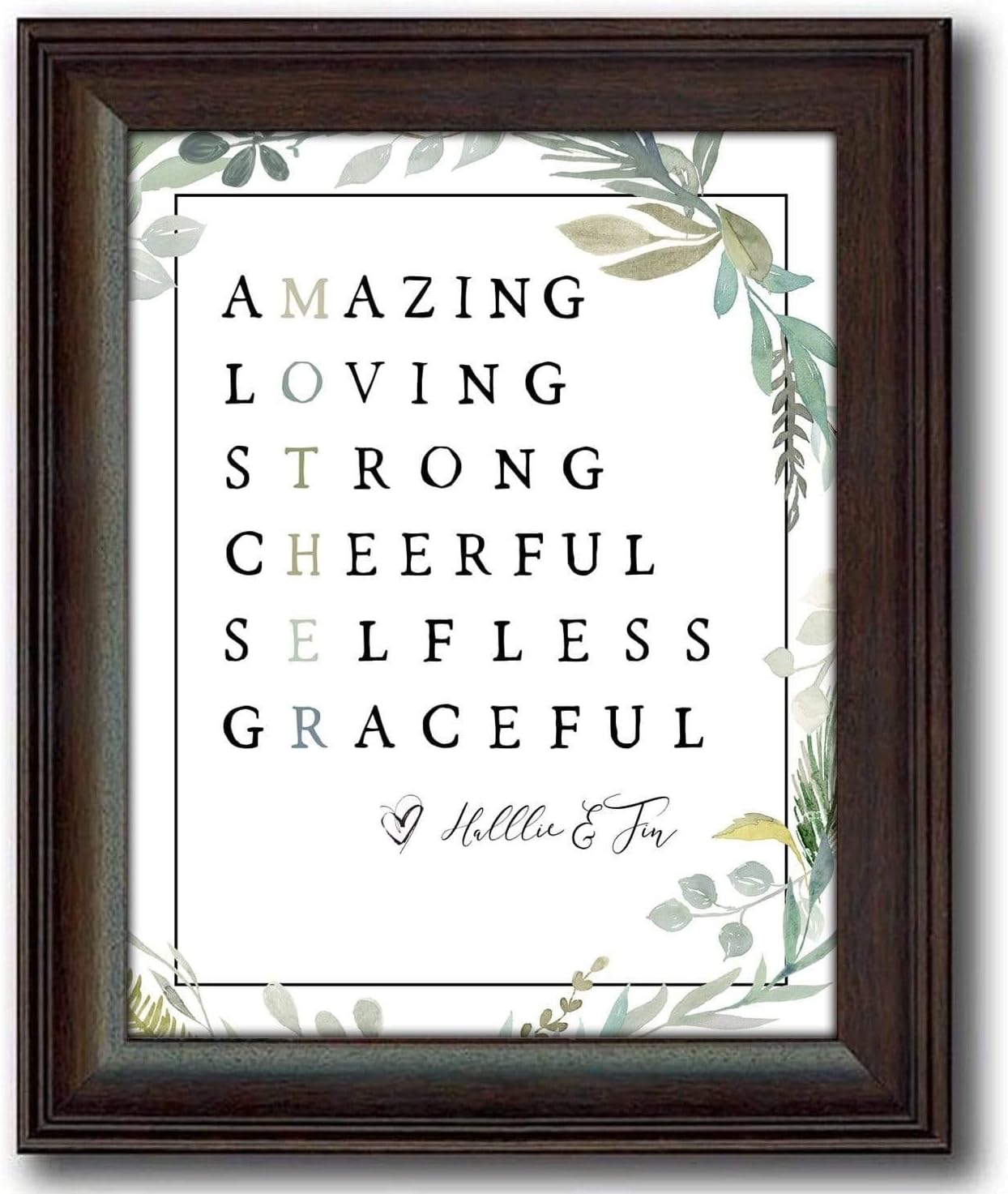 Personalized MOTHER acrostic poem. Mother's Day gift for Mom! (6x8 Block Mount)