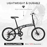 Ktaxon 20 dans Vélo pliant pour adultes, 7-Speed Vélo pliant avec 100% Assemblé, double effet de choc, puissants freins à disques mécaniques et conception réglable (noir & Vert)