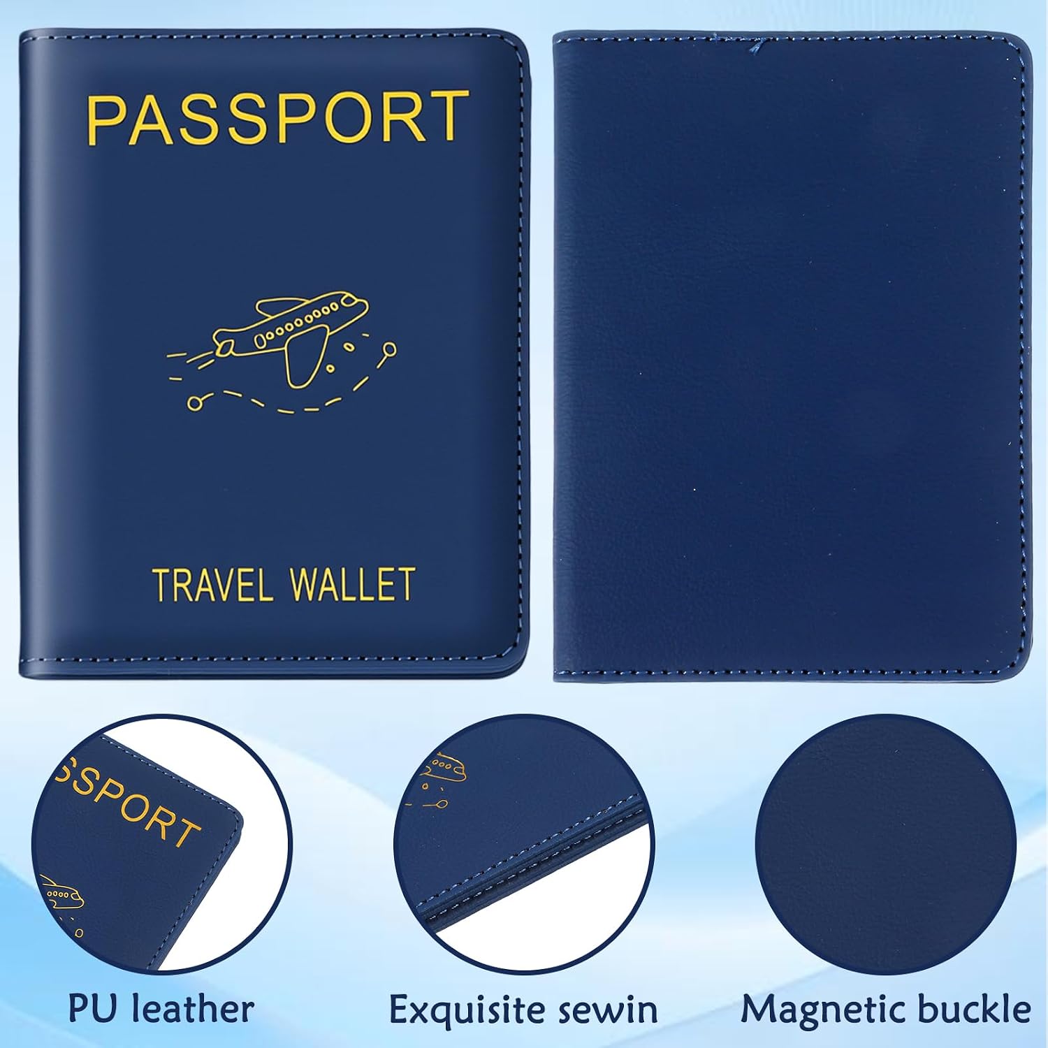 8 Pcs Passport Holder for Travel, RFID Blocking Passport Wallet Cover Set
