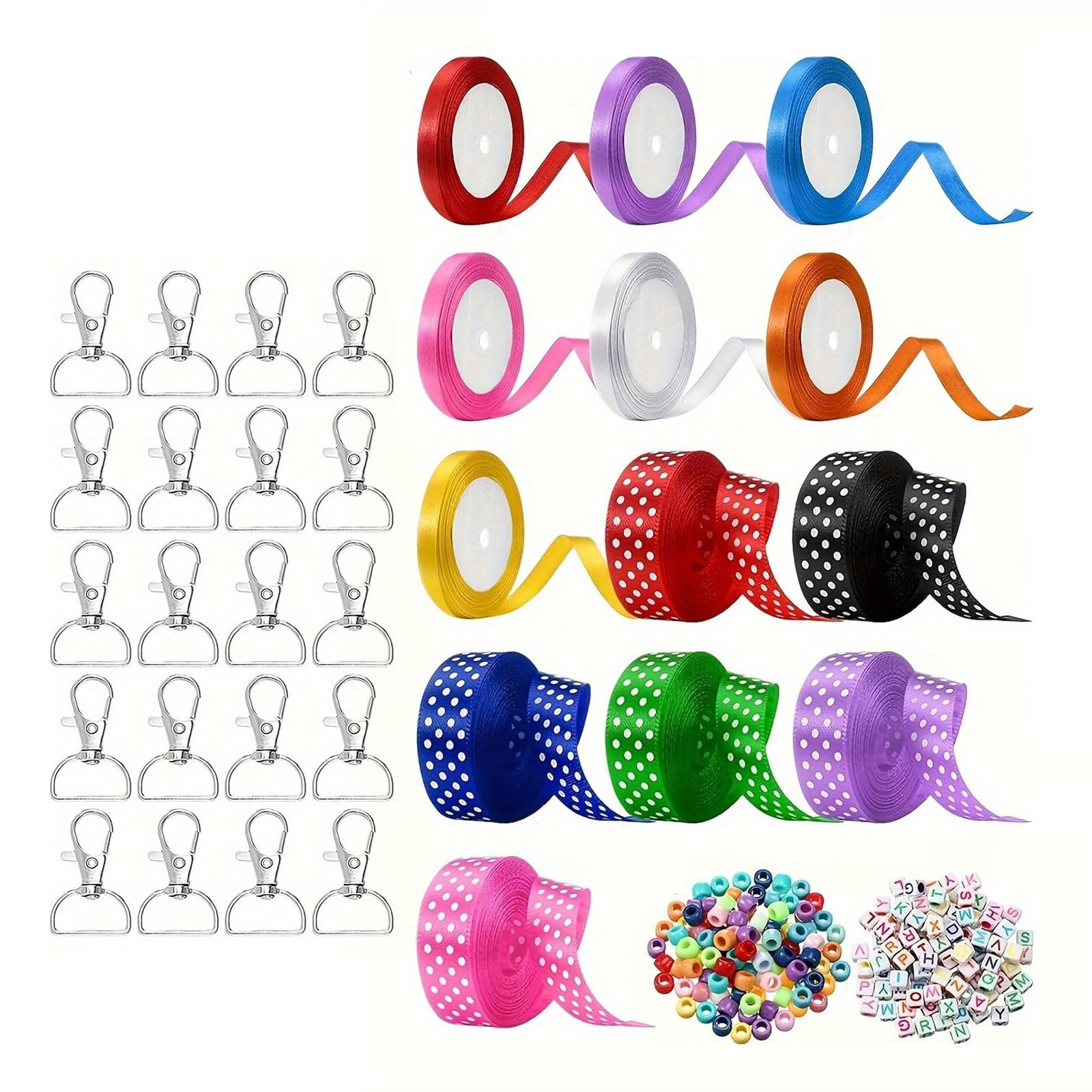 HDOYTXXM 2 Keychain Making 233PCS with Alphabets Beads, Dot Ribbons & Charms for Unique Accessories & Educational Fun Craft Jewelry Making Supplies