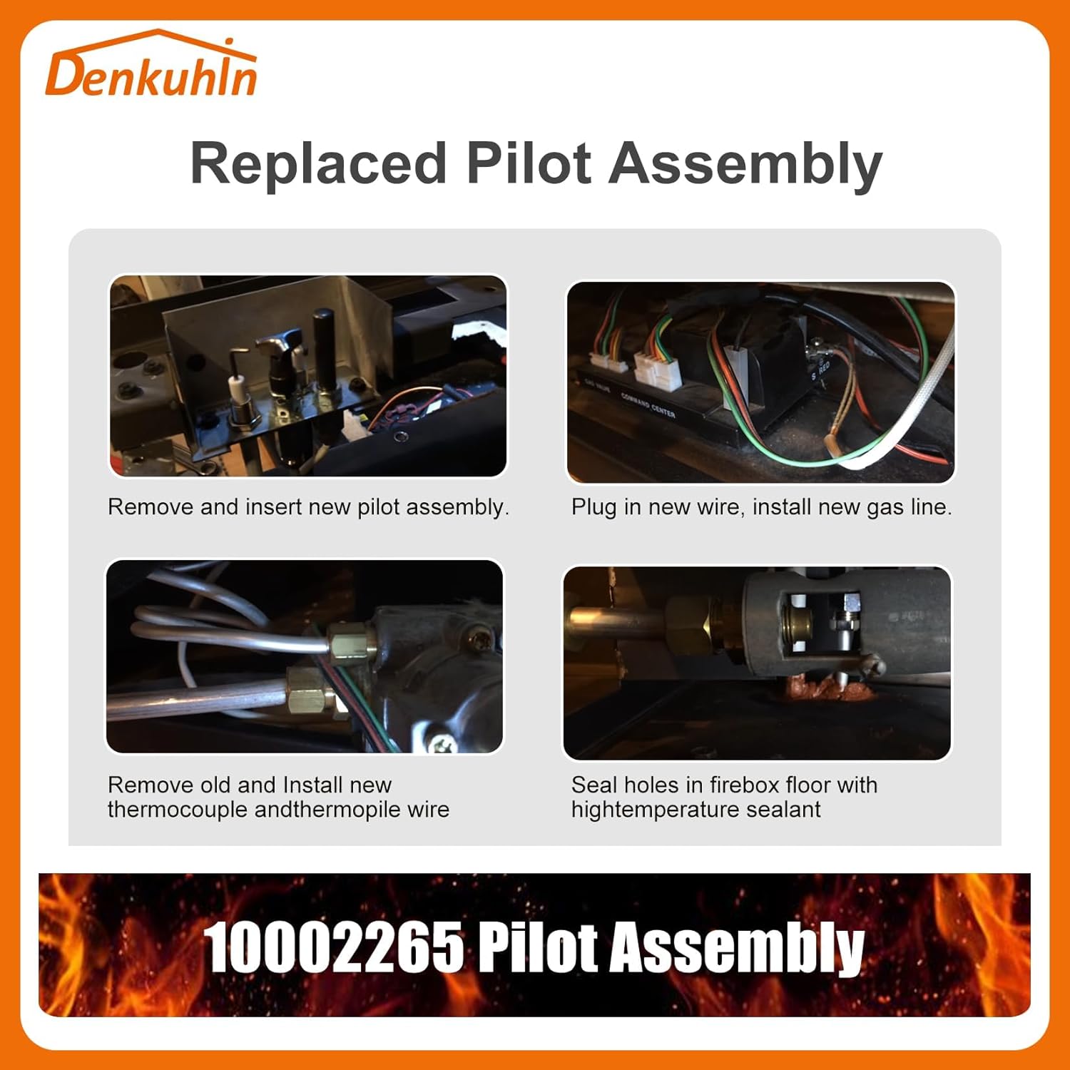 10002264 Natural Gas Pilot Assembly Replace 10002265, NG 3 Way Pilot for Majestic,Temco,Vermont Castings Dutchwest, Fireplace and Stoves