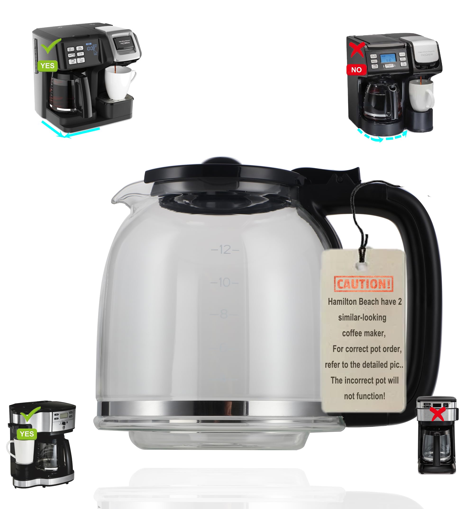 Amazon.com: 12 Cup Replacement Glass Carafe for Hamilton Beach