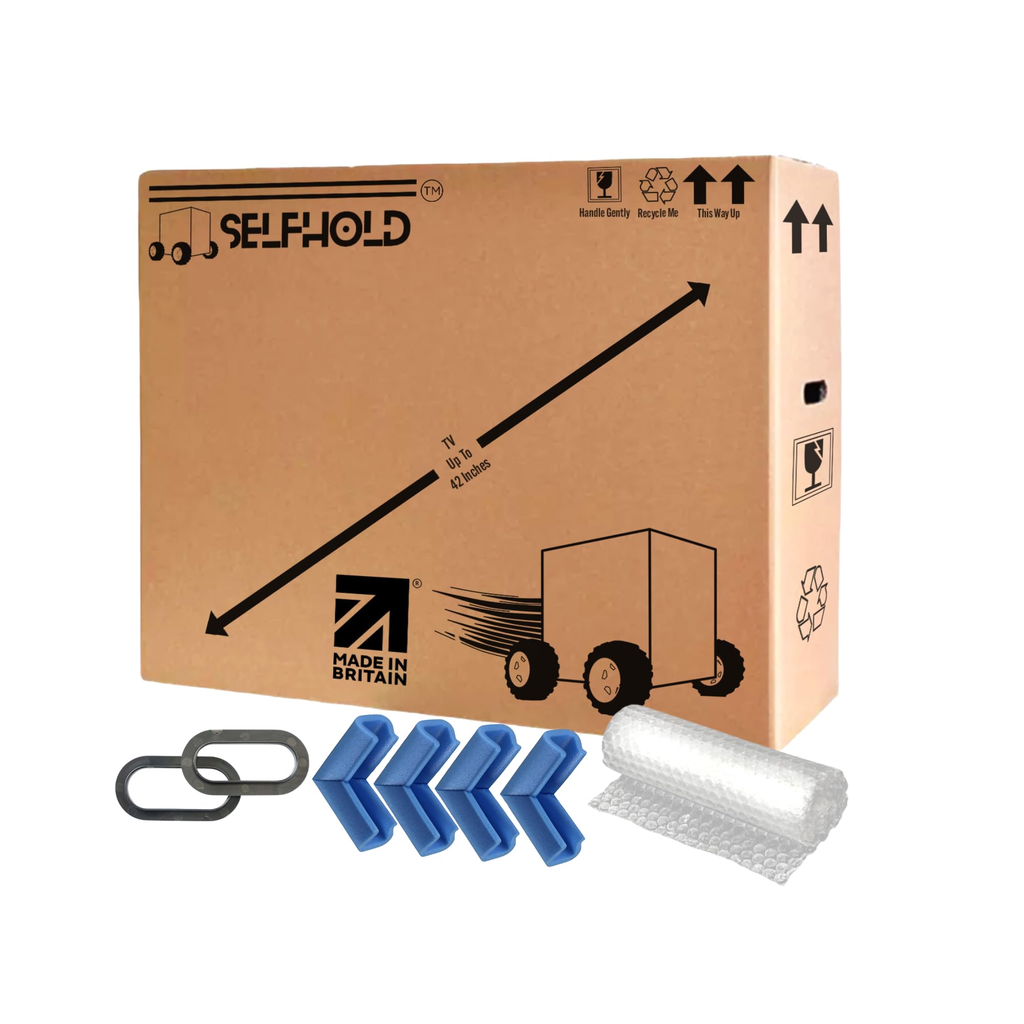 Sponsored Ad β TV Box Kit for Moving House with Foam Corners & Bubble Wrap & Easy Grip Hand Holds - Available Size 22 inch to 85 inch - Double Wall Solid Cardboard TV Box (24 Inch)