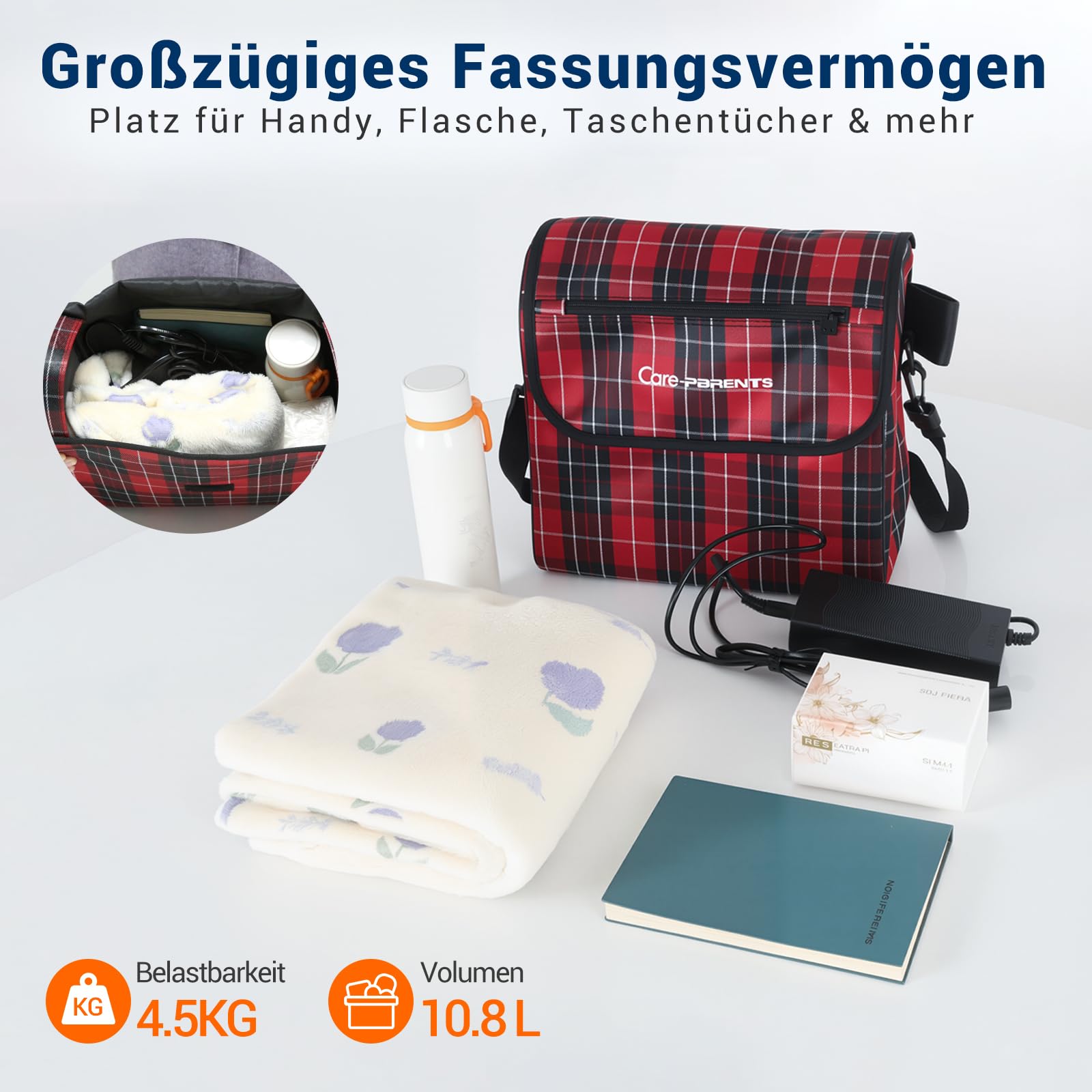 Care-parents Bolsa para silla de ruedas, mochila para la parte trasera de la silla de ruedas, espaciosa bolsa de almacenamiento para sillas de ruedas, bolsa universal para accesorios de silla de