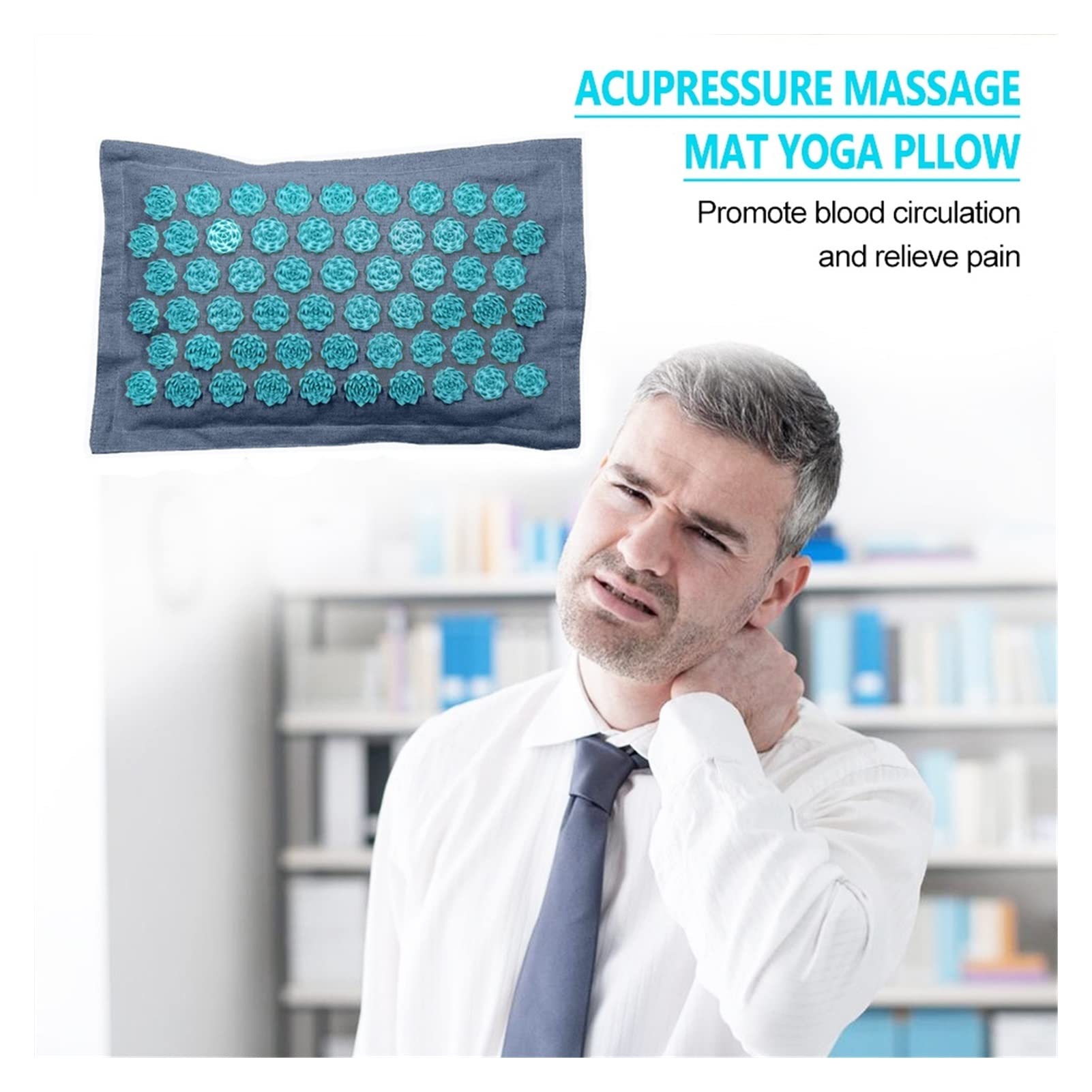 Coussin Massant Tapis d'acupressure à fibre de noix de , tapis de massage au pied avec oreiller Set Relaxation Stress Relief Spike Acupuncture Tapis Coussin Coussin Massant Chauffant(Coffee Mat)