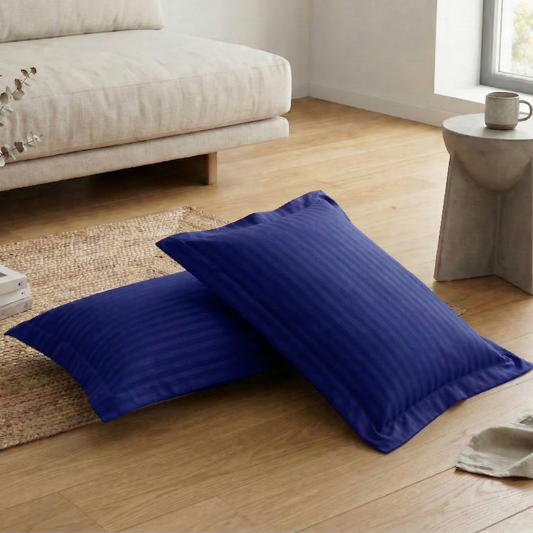 Satin Stripe Pillow Covers - King Size Set of 2 -8