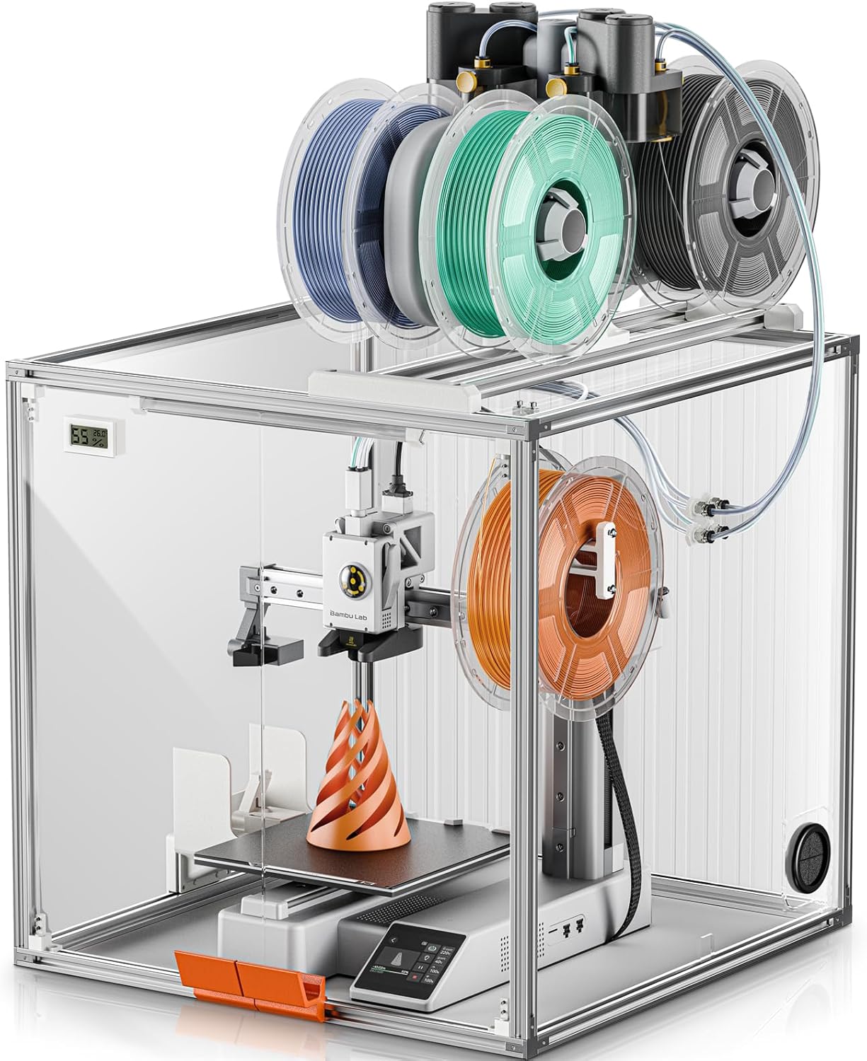 3D Printer Enclosure for Bambu Lab A1 Mini, Clear Acrylic Bambu A1 Mini Printer Dust Cover with LED Light,Dustproof Tent Constant Temperature Protective Cover Box(470×470×470mm)