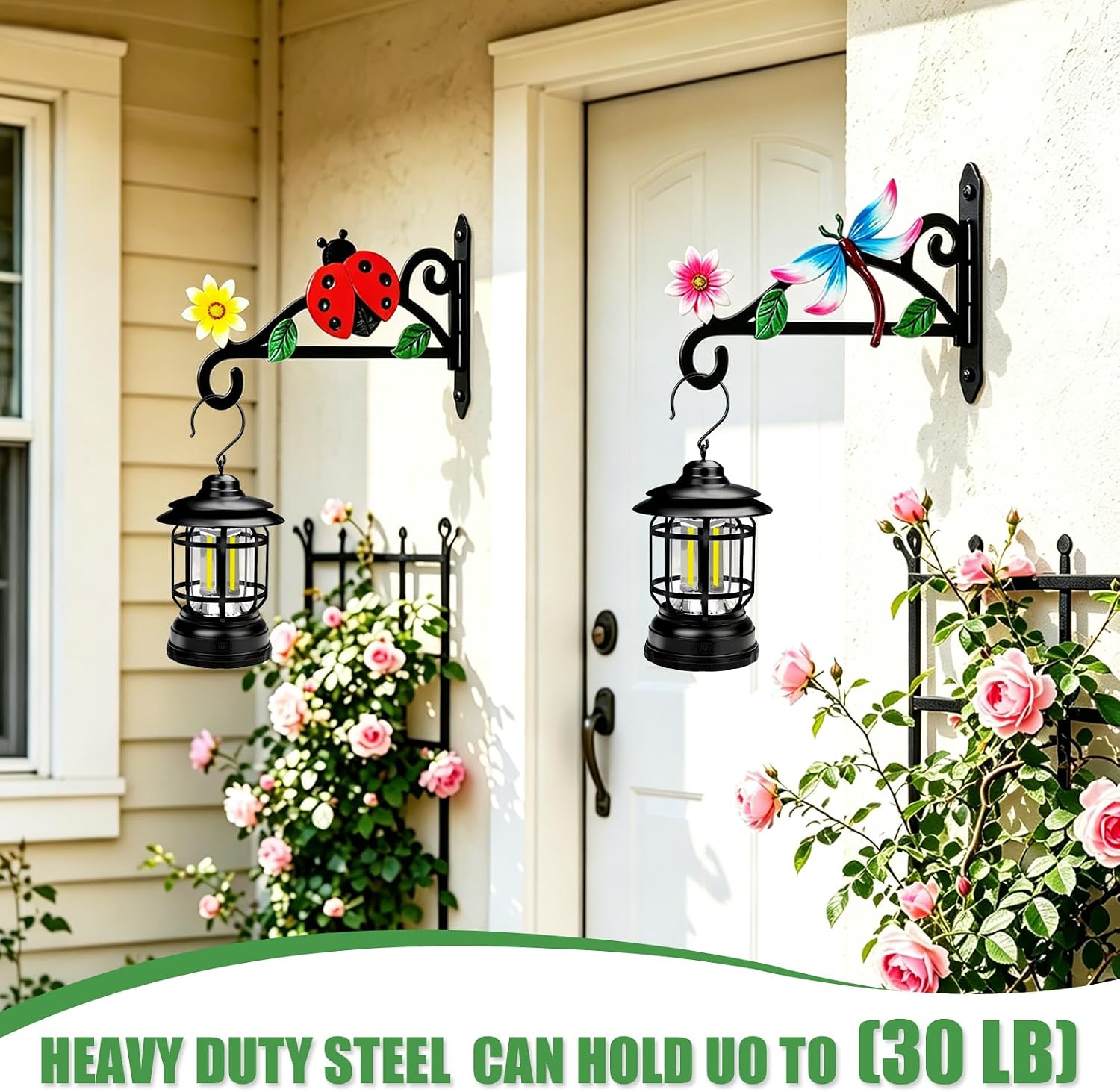 2 PCS Metal Plant Hangers Hanging Plant Brackets Metal Planter Hooks for Baskets Wind Chime Bird Feeder Indoor Outdoor Wall Decoration