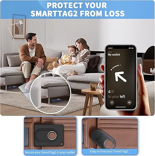 Miniatura 3 de Paquete de 2 fundas para tarjetas para Galaxy SmartTag2, funda ultradelgada para SmartTag2, funda para tarjetas Smart Tag 2 de TPU suave para